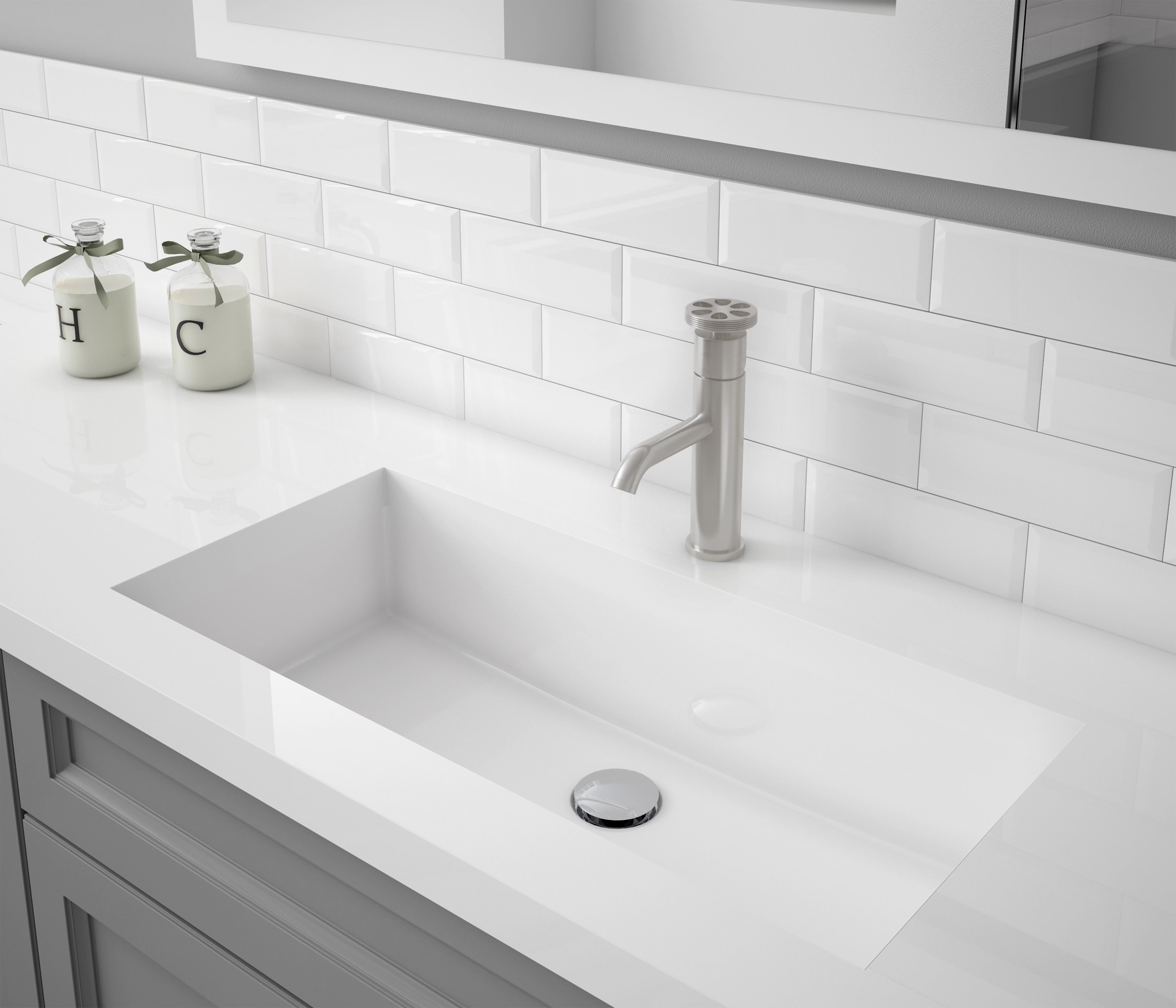 Ancona Nova Series Single Lever Brushed Nickel Bathroom Faucet - Modern Water-Saving Design for Sink, Vanity & Powder Room Installation