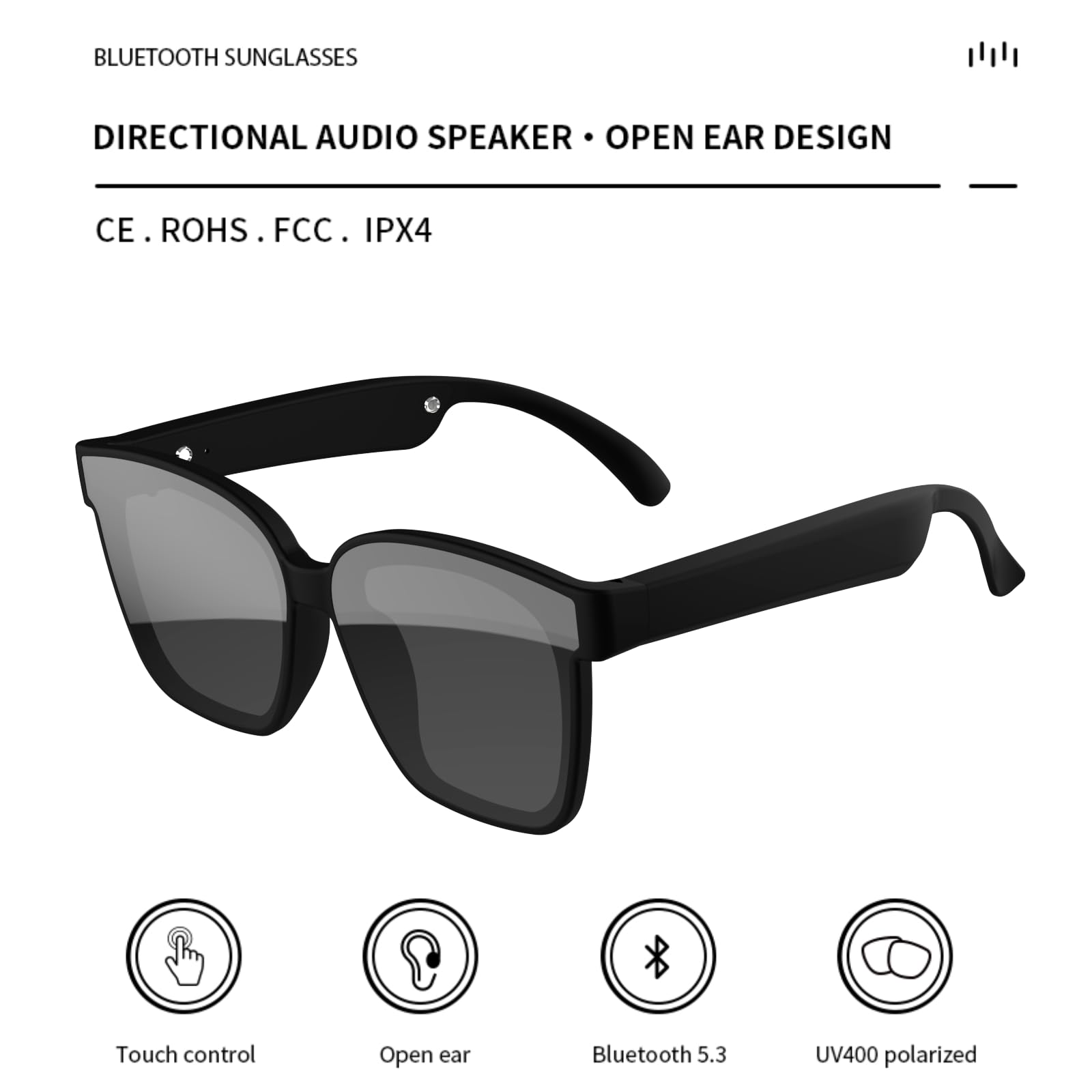 Smart Glasses with Wireless Bluetooth, Built-in Mic & Speakers, Voice Assistant, UV Protection Sunglasses - Perfect for Driving, Running & Outdoor Activities
