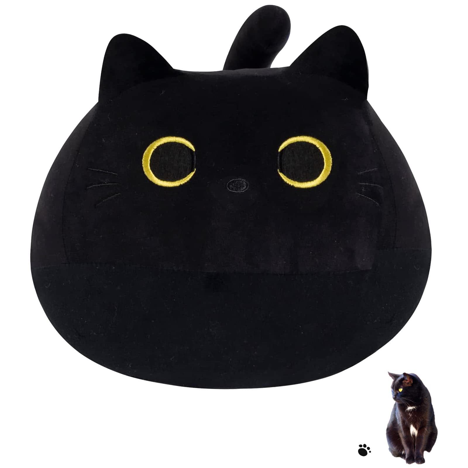 Soft Black Cat Plush Pillow - Cute Stuffed Animal Toy for Kids & Adults - Perfect Gift for Birthday, Thanksgiving, Christmas (21.6 Inch) - Great for Home Decor, Nursery, or Cozy Cuddles