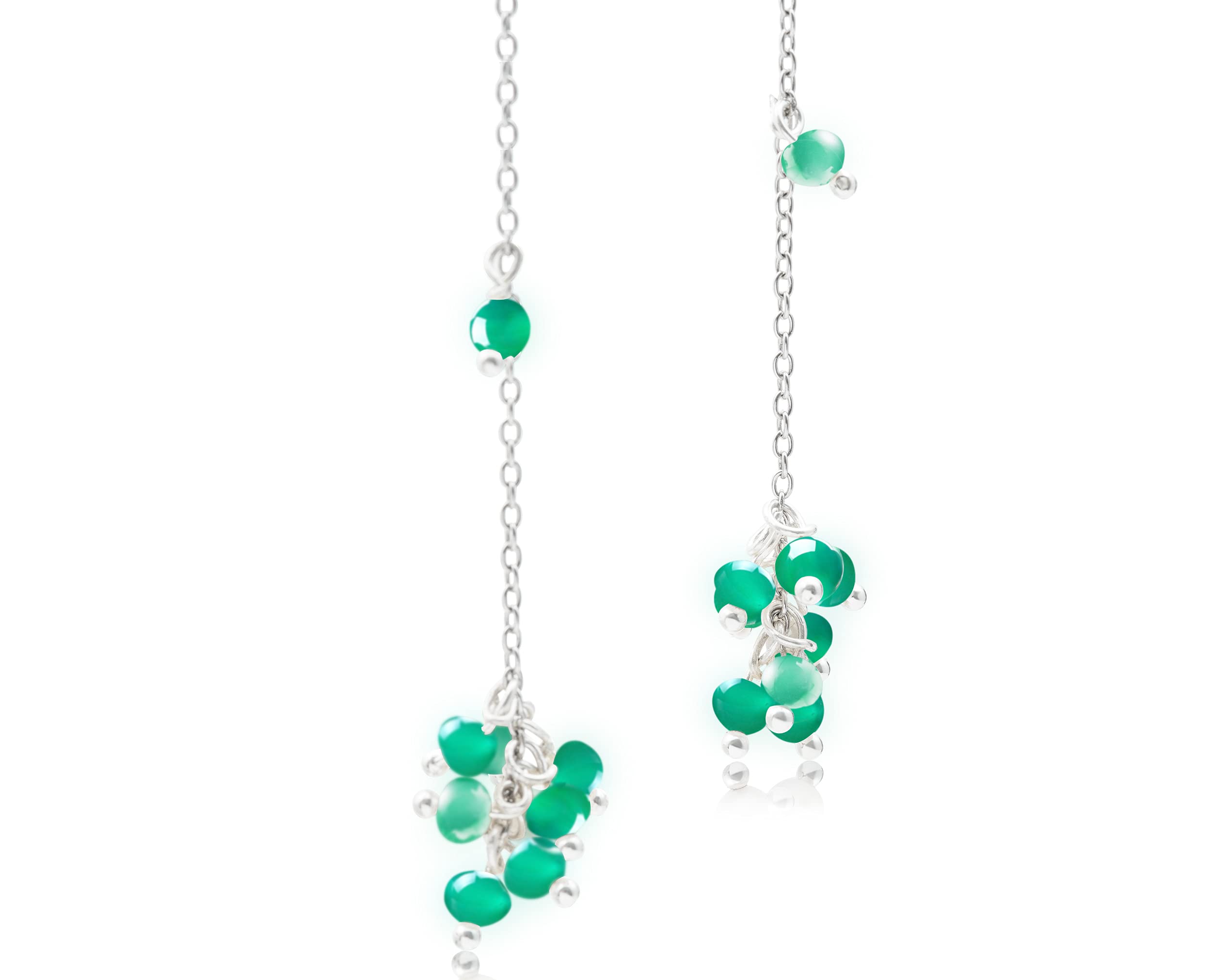 Handmade Green Onyx Dangle Earrings - Emerald Color May Birthstone Jewelry with Silver Hook for Everyday Wear | Perfect Gift for Women, Birthday, Anniversary & Special Occasions