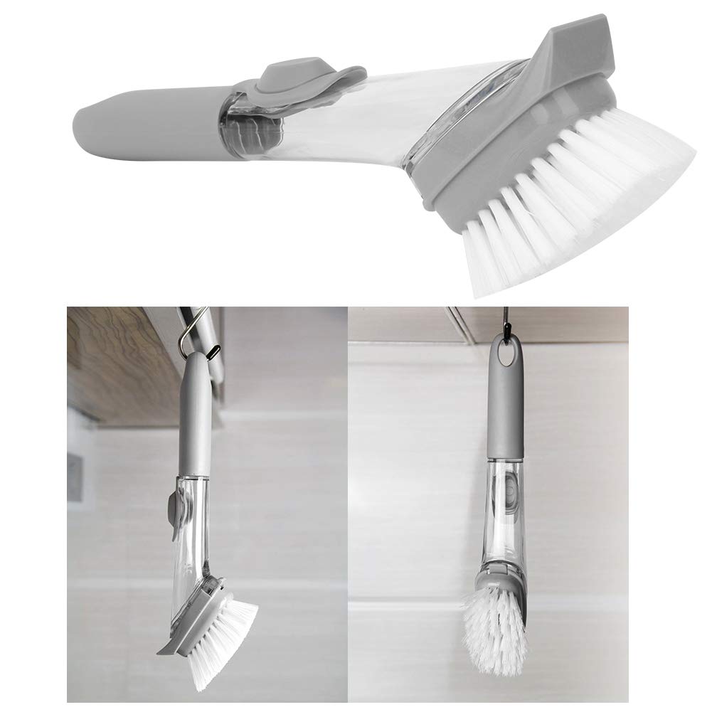 Eco-Friendly Dish Brush with Built-in Soap Dispenser | Stainless Steel Handle & Replaceable PP Head | Kitchen Scrubber for Pots, Pans & Dishes | Perfect for Daily Dishwashing & Tough Grease Cleaning