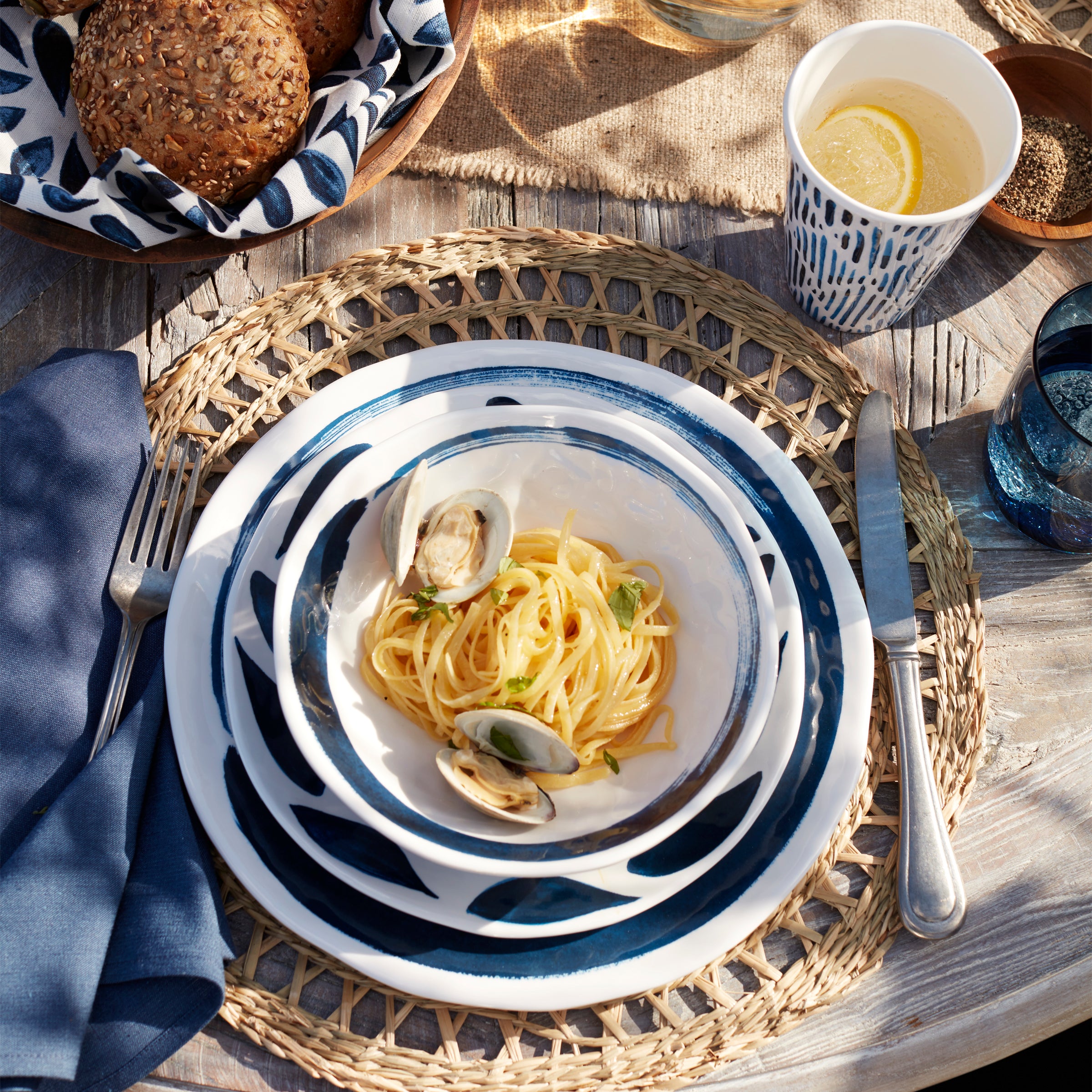 Blue Bay Melamine Dinner Plates Set of 4 - Shatterproof & Lightweight Plates for Outdoor Dining, Picnics, Camping & Everyday Use