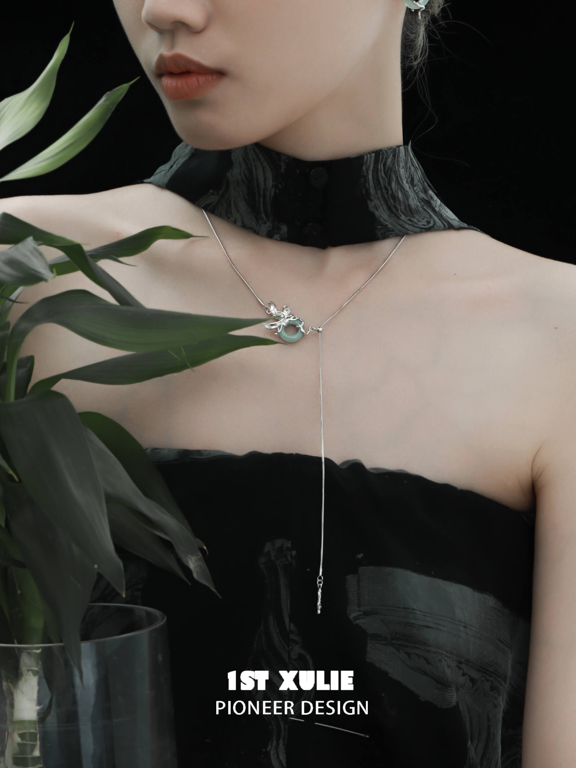 18K Gold Plated/S925 Sterling Silver Jade Pendant Necklace for Women - Elegant Iris Floral Design, Perfect for Weddings, Parties & Gifts
