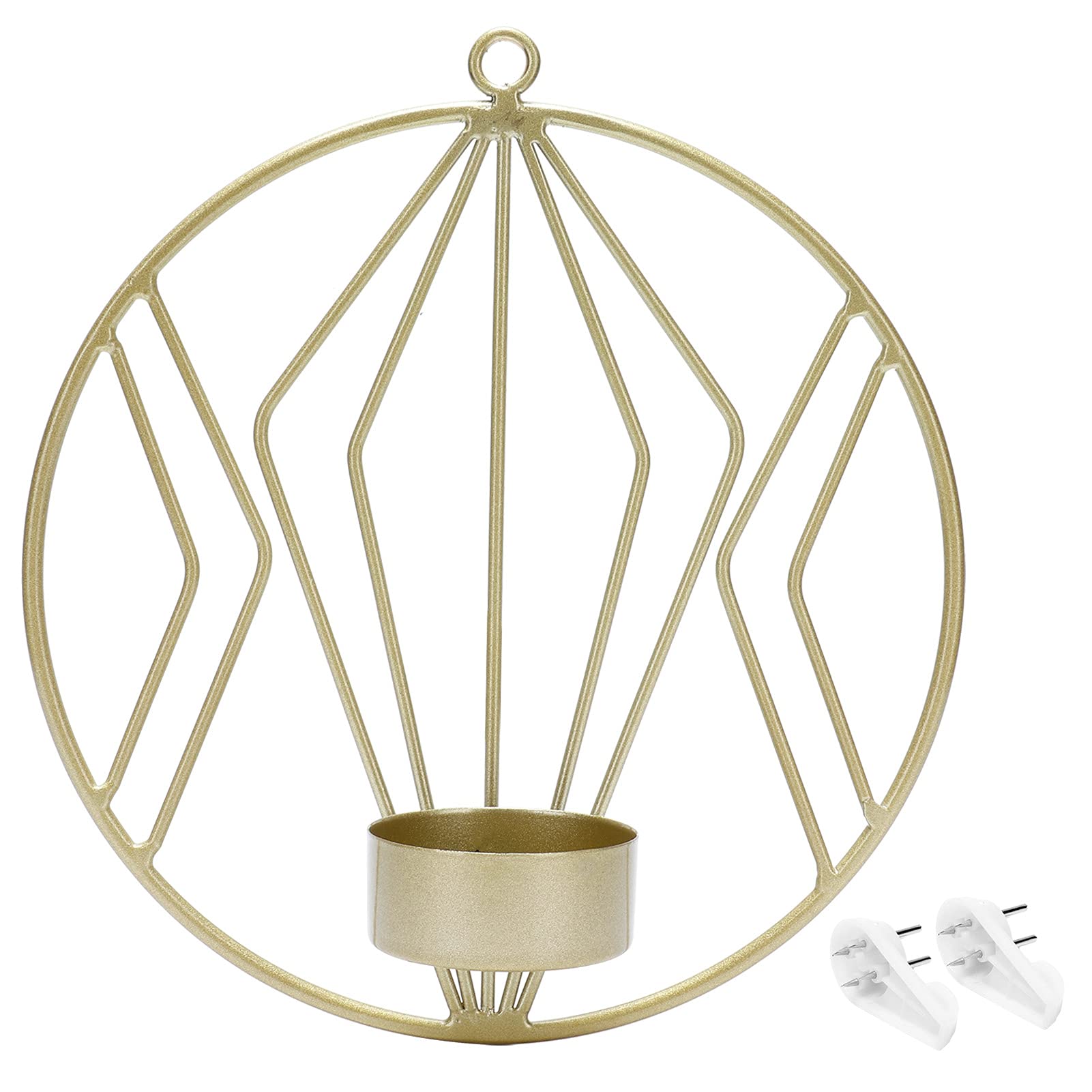 LZKW Geometric Iron Candle Holder - Easy to Install Home Decor for Living Room, Bedroom & Dining Table | Rustic Wedding Centerpiece & Holiday Decorations