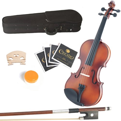 Mendini 16-Inch MA350 Satin Antique Solid Wood Viola with Case, Bow, Rosin, Bridge & Strings - Perfect for Beginners, Students & Professional Musicians | Practice, Performances & Orchestra Use