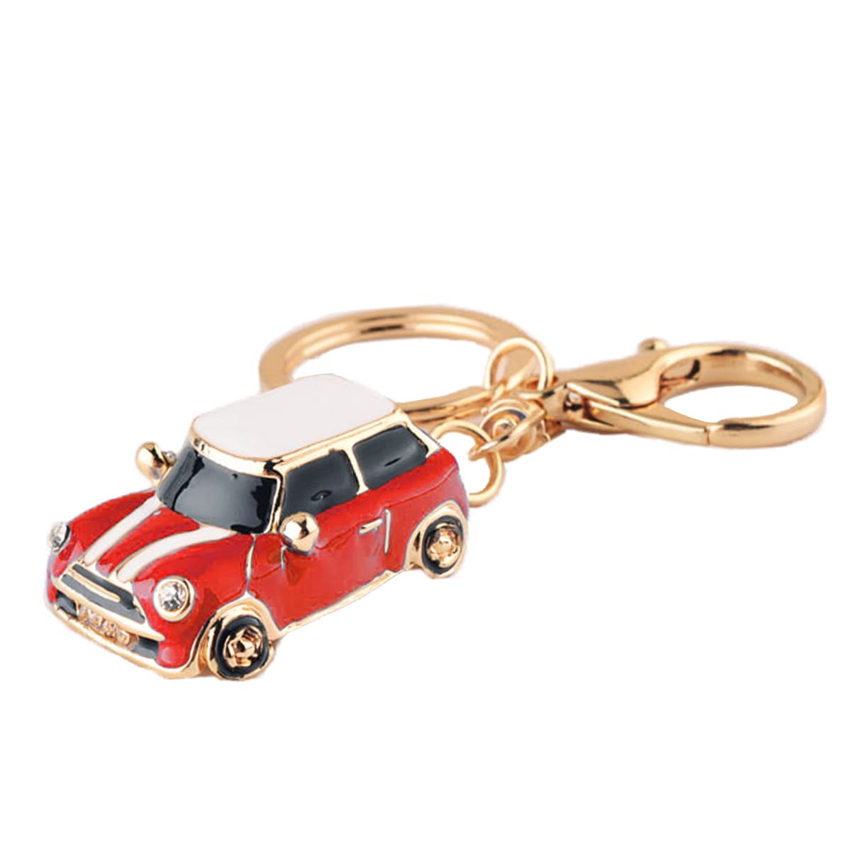 Stylish Enamel Mini Keychain - Fashionable Keyring Gift for Women, Red & White Design - Perfect for Handbags, Backpacks & Everyday Carry