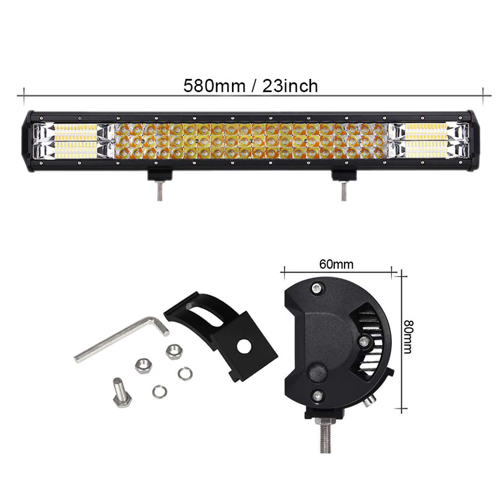 Willpower 22 Inch 324W Triple Row Strobe LED Light Bar - White & Amber Flash, 5500LM Flood/Spot Combo for Off-Road Vehicles | Perfect for Trucks, Jeeps, ATVs & Emergency Vehicles in Low Visibility Conditions