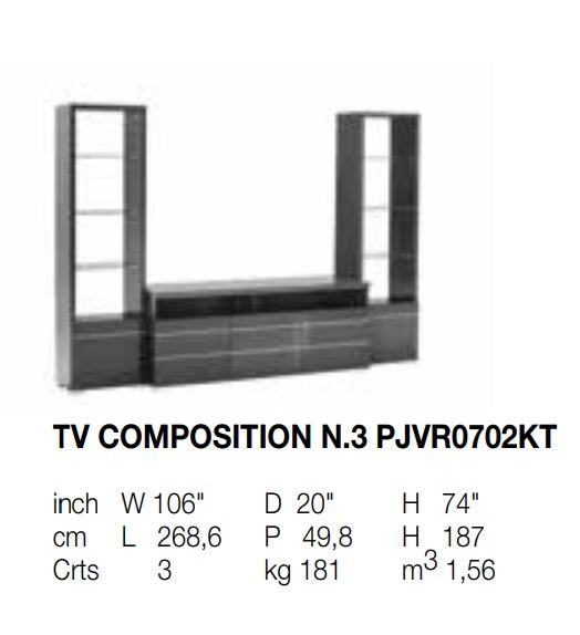 ALF Versilia High Gloss TV Stand - Modern Entertainment Center with Storage for Living Room, Bedroom & Home Theater
