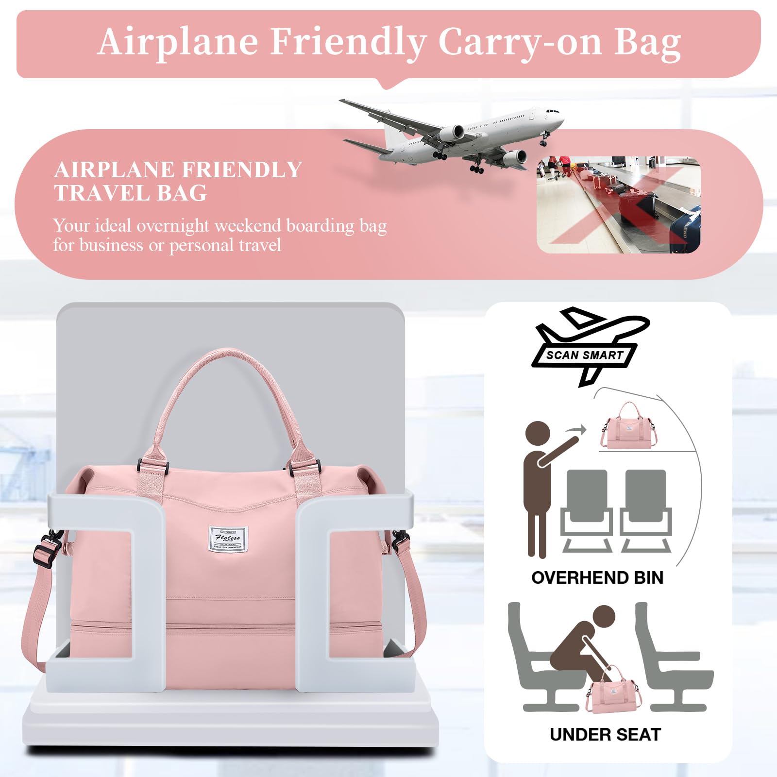 Best Weekender Bags for Women - Stylish Travel Duffel with Shoe Compartment & Toiletry Bag - Perfect for Overnight Trips, Gym, Work & Weekend Getaways