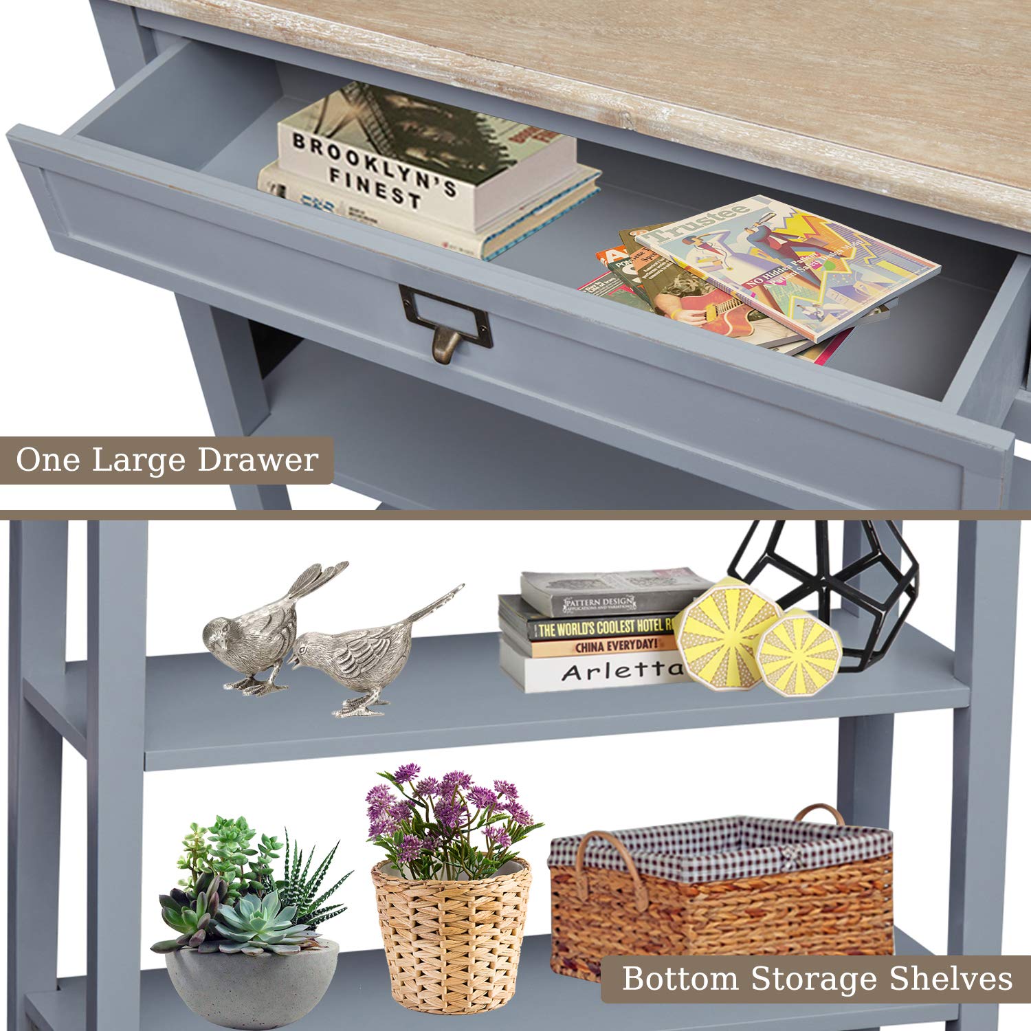 Kinborbaby Narrow Console Table with Storage - Slim Hallway & Entryway Table for Small Spaces | Perfect for Apartments, Living Rooms, and Foyers