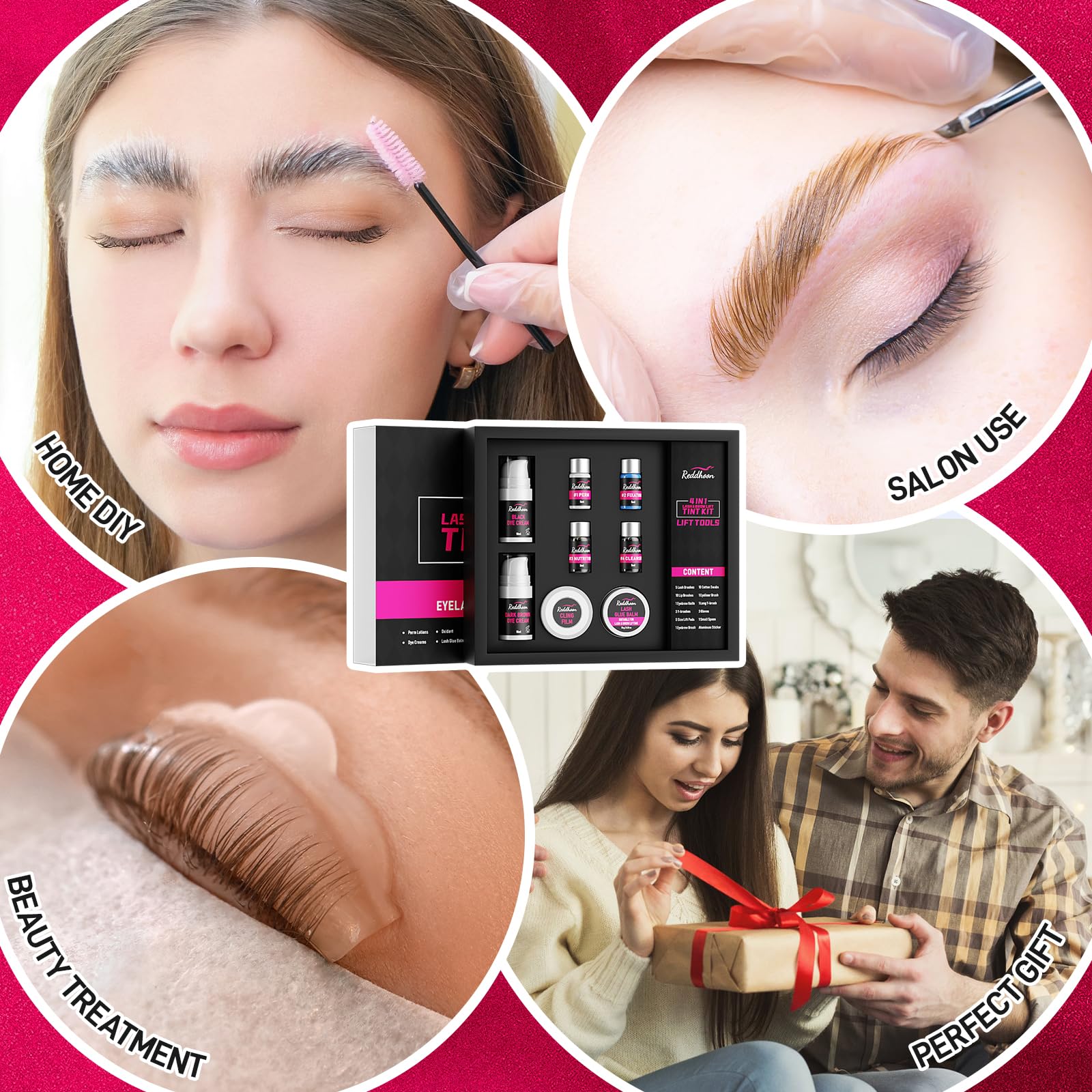 6 in 1 Professional Lash Lift & Brow Lamination Kit - Double Black & Brown Tinting, Curling Perming for Voluminous Lashes & Brows - Complete Salon-Quality Tools for Home Use - Perfect Gift for Women & Beauty Lovers (Great for Weddings, Parties & Daily Makeup Routine)