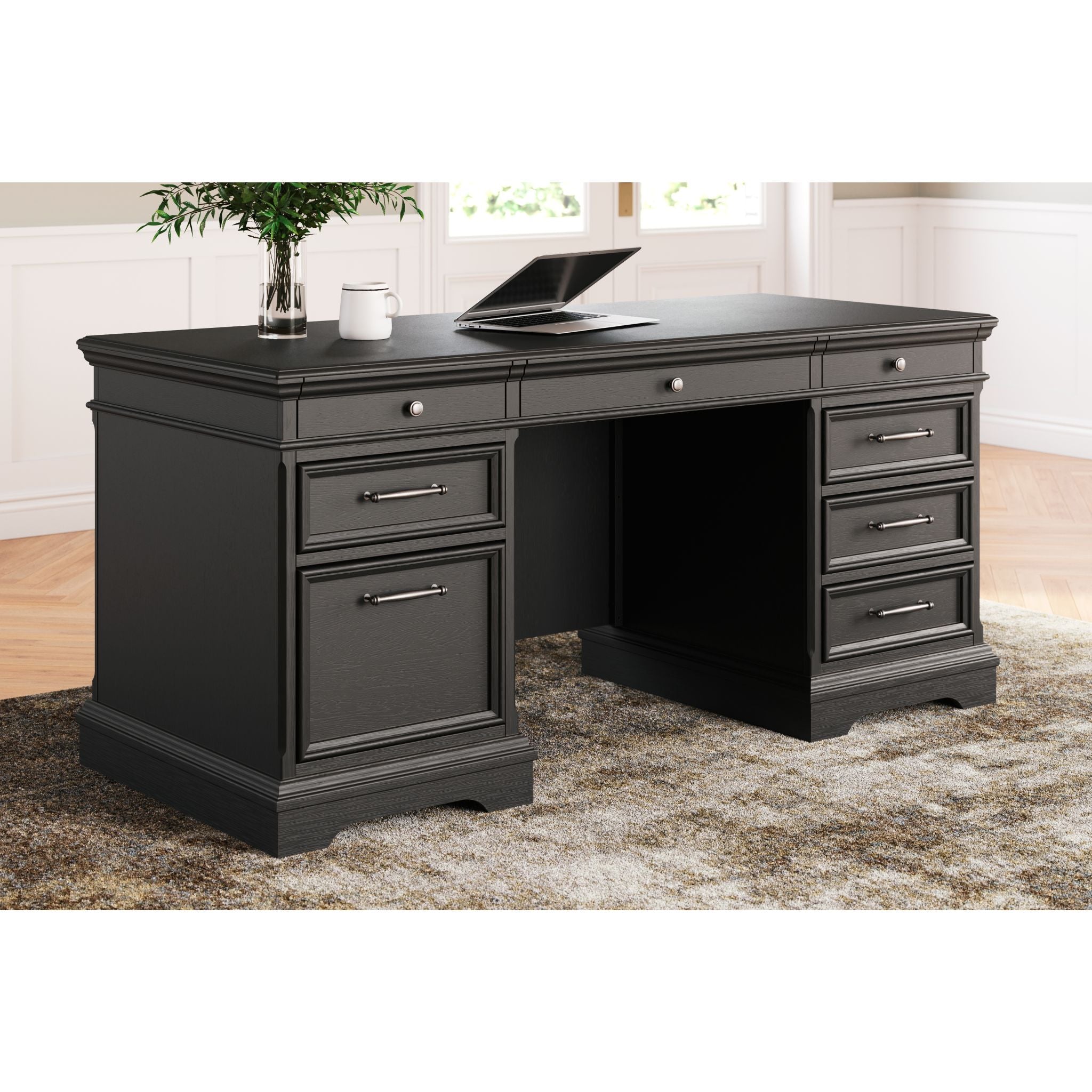 Beckincreek Black Modern Office Desk - Stylish & Durable Writing Desk for Home Office, Study, or Workspace