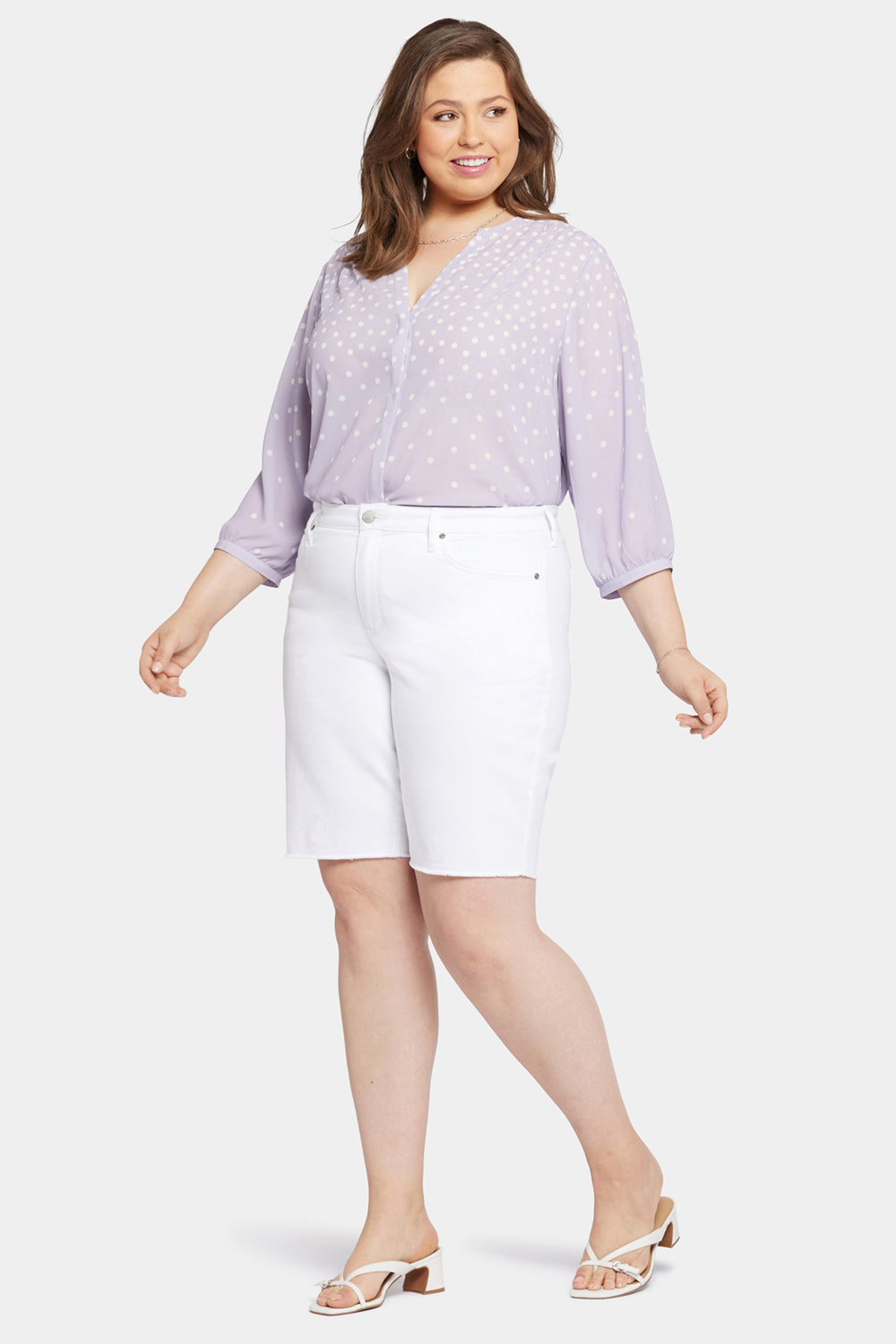 Plus Size Boyfriend Denim Shorts in Optic White - Comfortable & Stylish Women's Casual Wear for Summer Outings & Beach Vacations