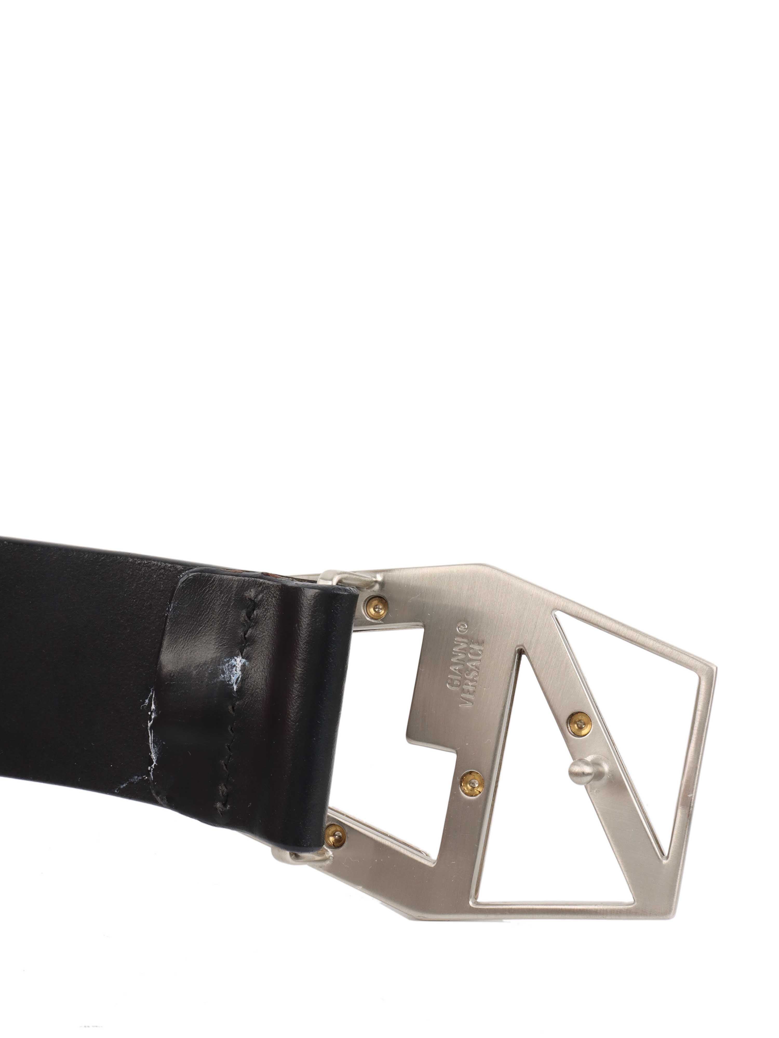 Versace Black Genuine Leather Belt for Men - Stylish Designer Fashion Accessory for Jeans, Suits & Casual Wear