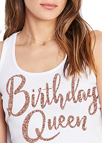 Rose Gold Birthday Queen (White Tank)