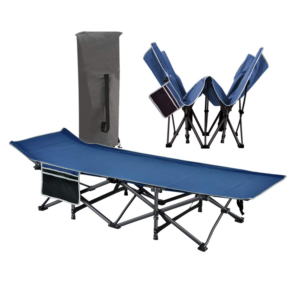 Portable Folding Camping Bed - Lightweight Blue Outdoor Sleeping Cot for Adults & Kids - Perfect for Camping, Hiking, Beach, Garden, Travel & Home Use