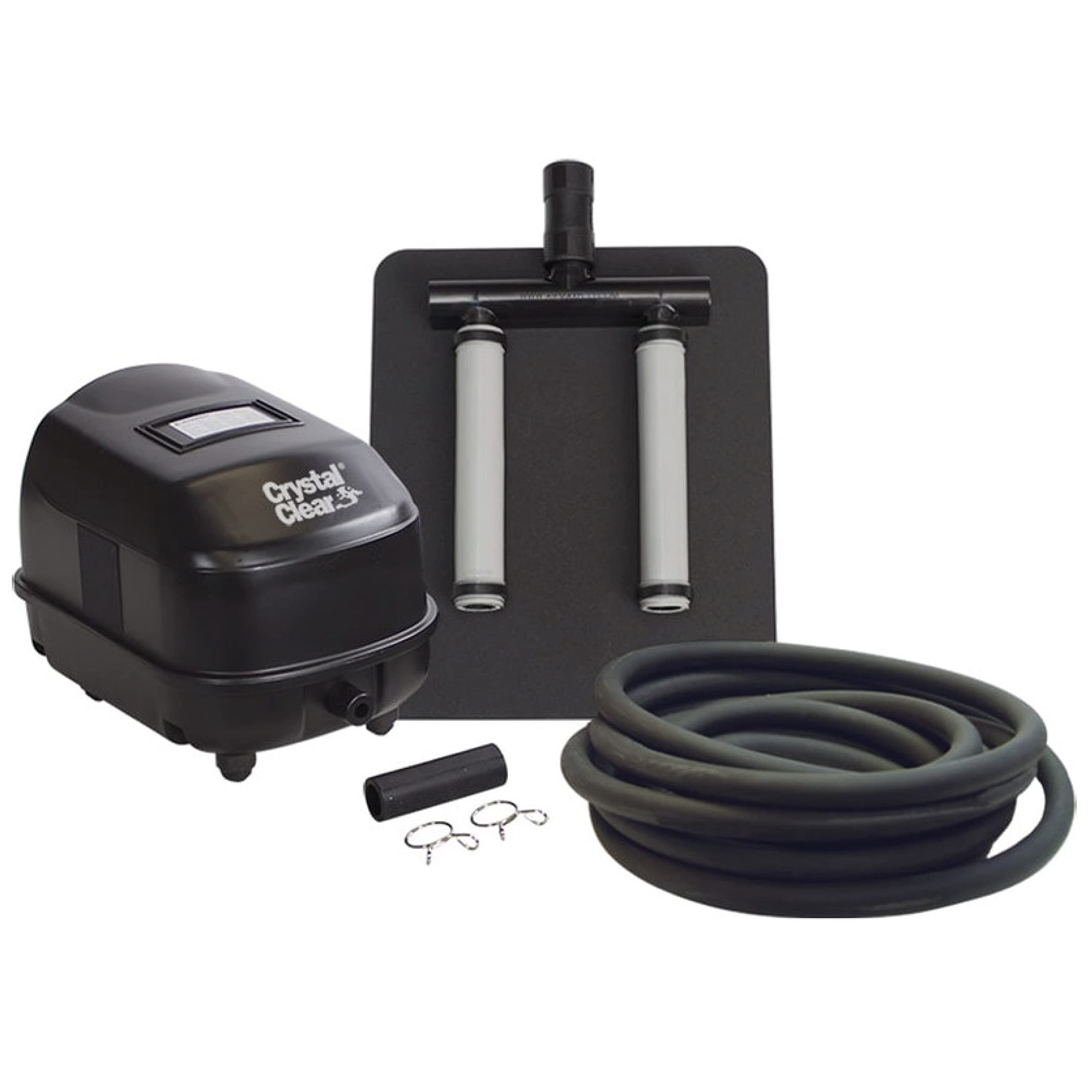 CrystalClear KoiAir 1 Complete Pond Aeration Kit - Oxygen Bubbler System for Koi & Fish Ponds, Outdoor Water Garden Aerator with Diaphragm Compressor Pump, Air Line & Submersible Diffuser Stick - Perfect for Backyard Ponds, Garden Water Features & Aquatic Life Health