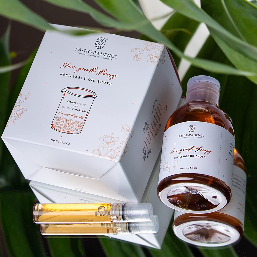 Faith and Patience Hair Growth Oil - Natural Hair Care Treatment for Dry, Damaged Hair - Promotes Thicker, Longer & Healthier Locks - Perfect for Daily Use, Scalp Massage & Nighttime Hair Routine