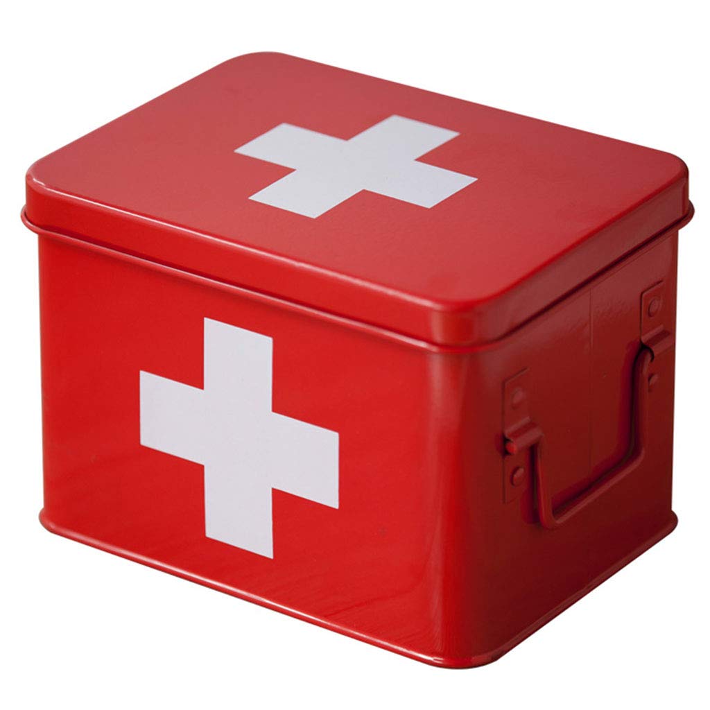 Zzmop Household Medicine Storage Box - Double Layer First Aid Organizer with Iron Construction for Family & Travel Use | Perfect for Home, Office, and Emergency Kits
