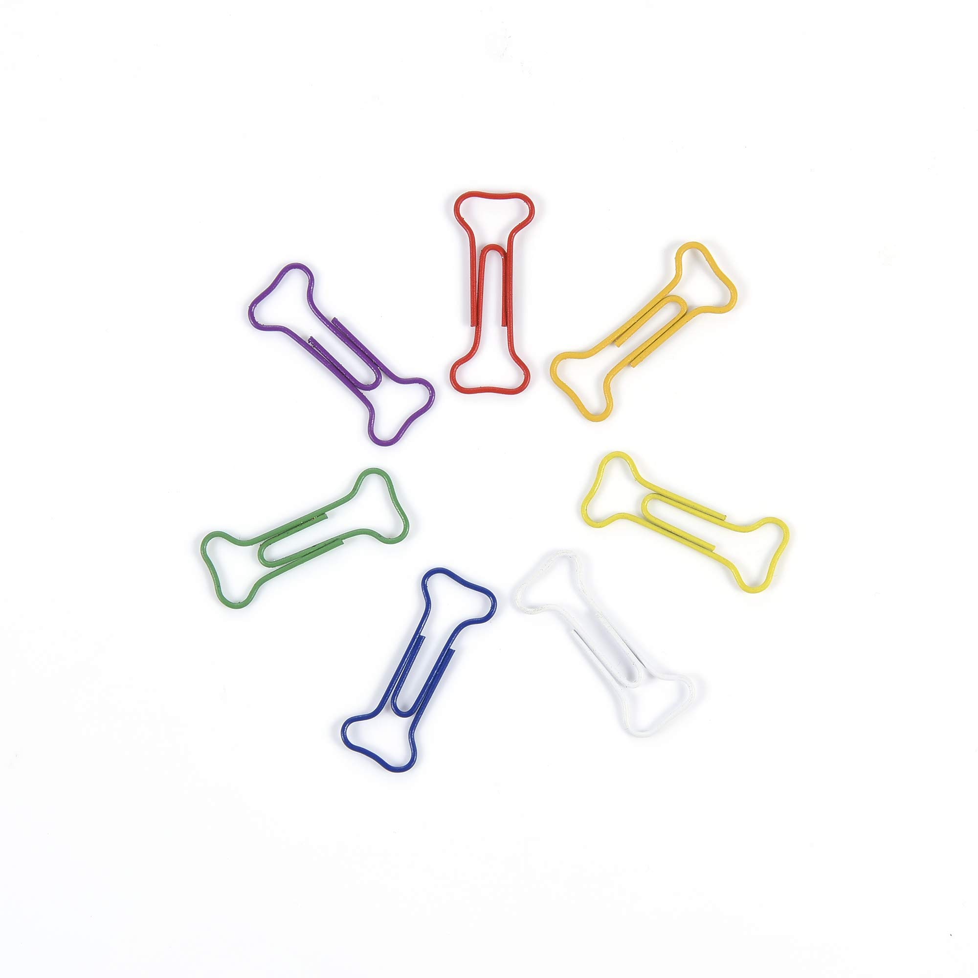 Beautyflier 100 PCS Colorful Bone Shape Metal Paper Clips for Office, School & Home Organization - Office Supplies for Documents, Notes & Crafting