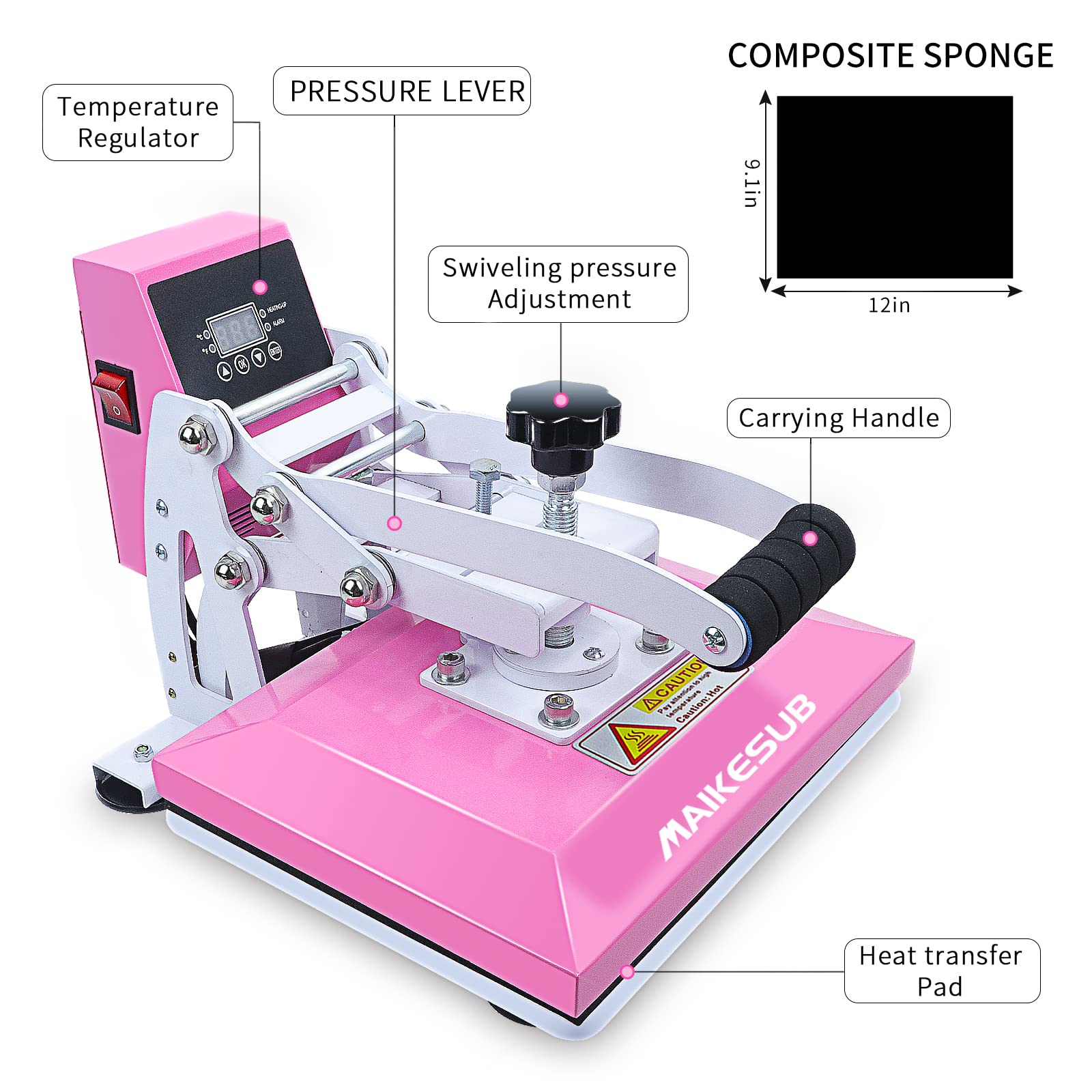 12x10 Inch Digital Heat Press Machine for T-Shirts & HTV Projects - Industrial Sublimation Printer for Heat Transfer Vinyl - Perfect for DIY Crafts, Custom Apparel & Small Business Printing