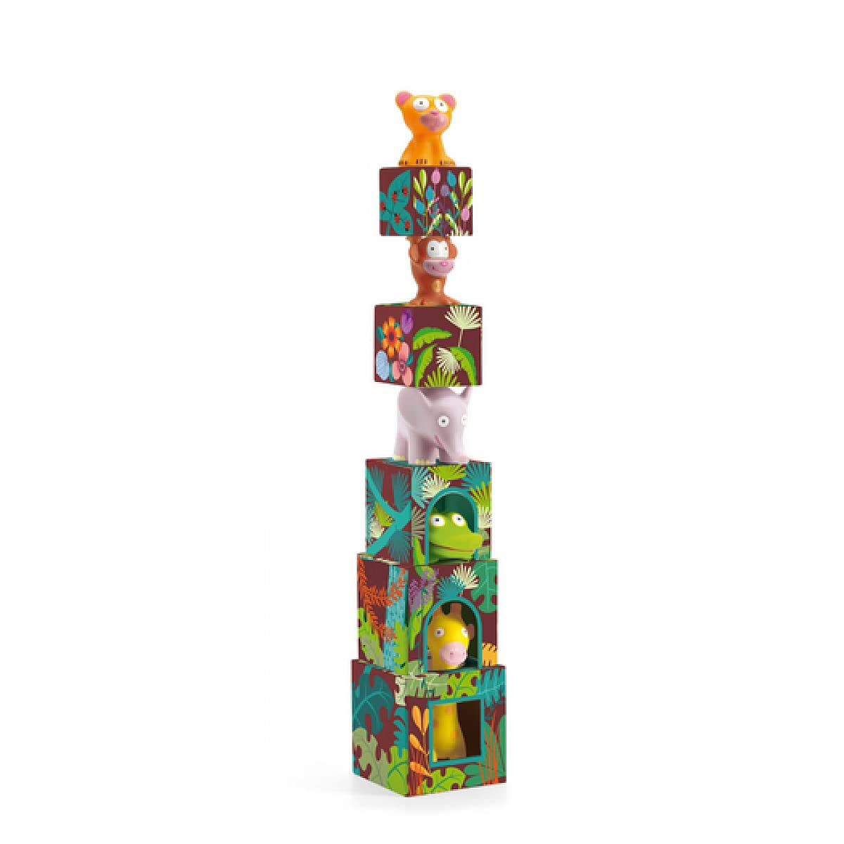 Djeco DJ09101 Topanijungle Wooden Animal Stacking Toy for Kids - Fun Learning & Educational Game for Toddlers, Perfect for Birthday Gifts & Preschool Playtime