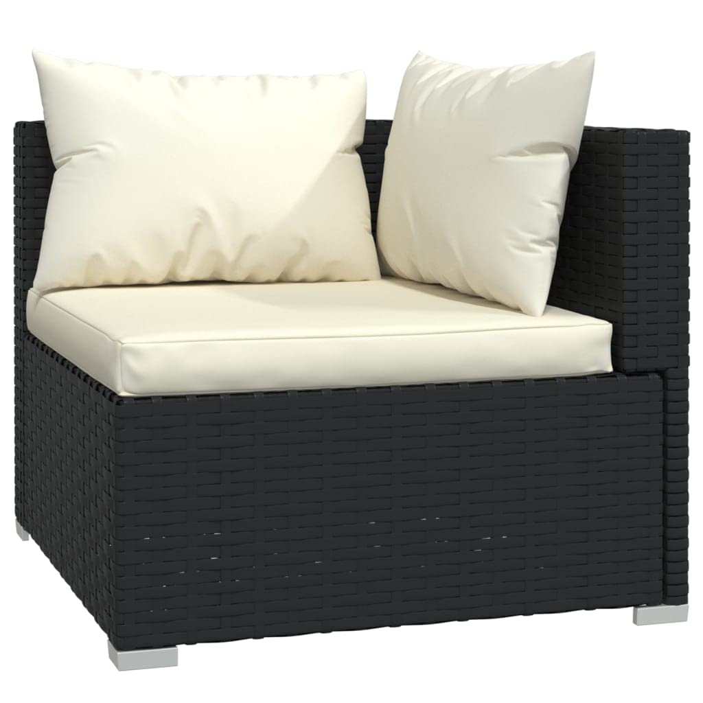 8-Piece Patio Lounge Set with Cushions - Outdoor Garden Furniture for Lawn, Yard, Terrace & Balcony - Black Poly Rattan Sofa Seating Set - Perfect for Relaxing, Entertaining & Outdoor Gatherings