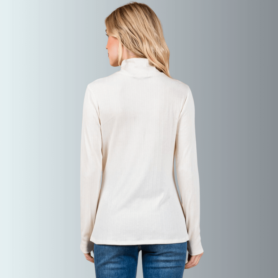 Delaney Mock Neck Top with Front Gathering - Women's Elegant Blouse Made in USA | Perfect for Office Wear, Casual Outings & Special Occasions