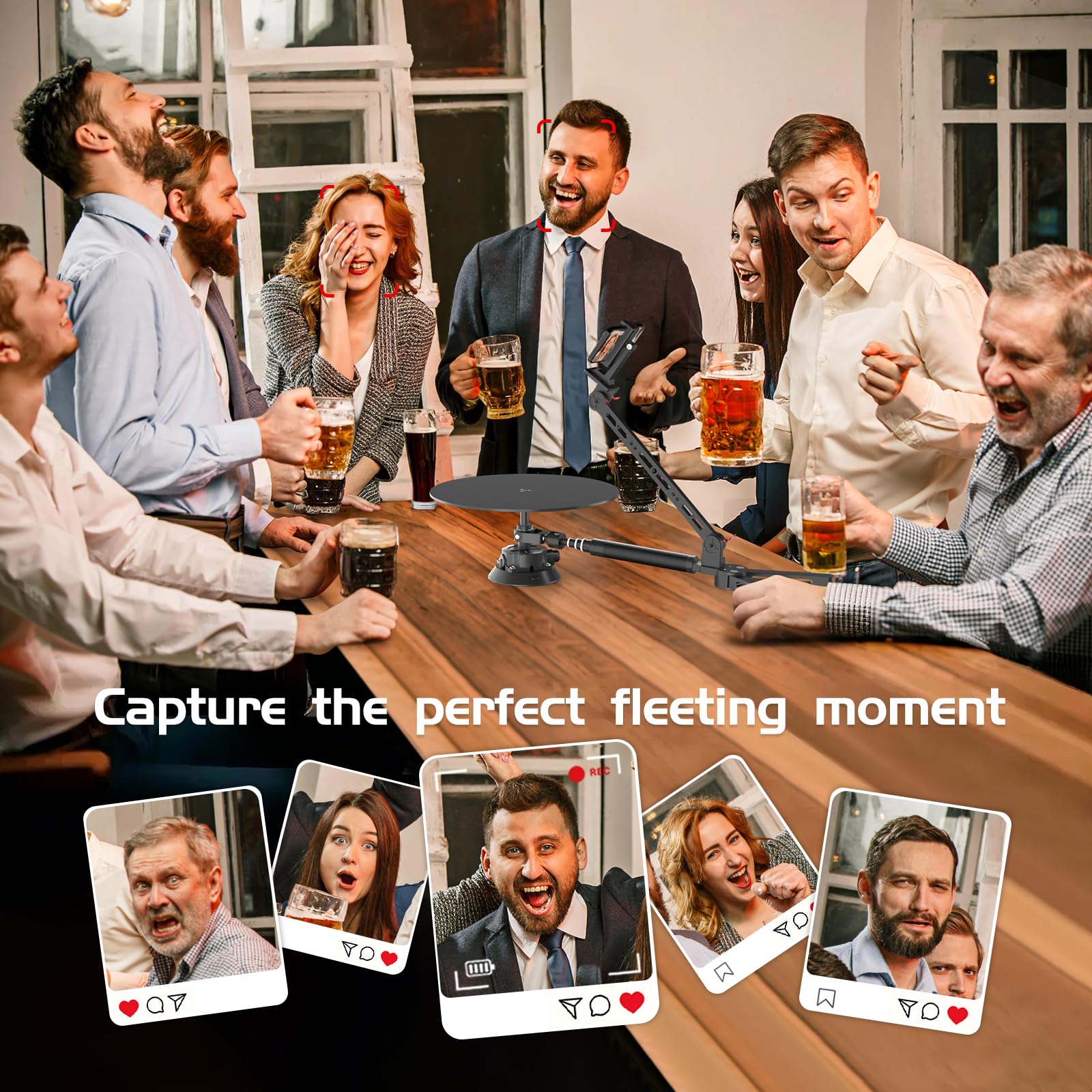360 Degree Rotating Camera Slider with Suction Cup Mount & Adjustable Handle - Professional Photography Turntable for DSLR/Action Cam/Smartphone - Portable Spinner with EVA Hard Case - Perfect for Product Photography, Unboxing Videos & Social Media Content Creation