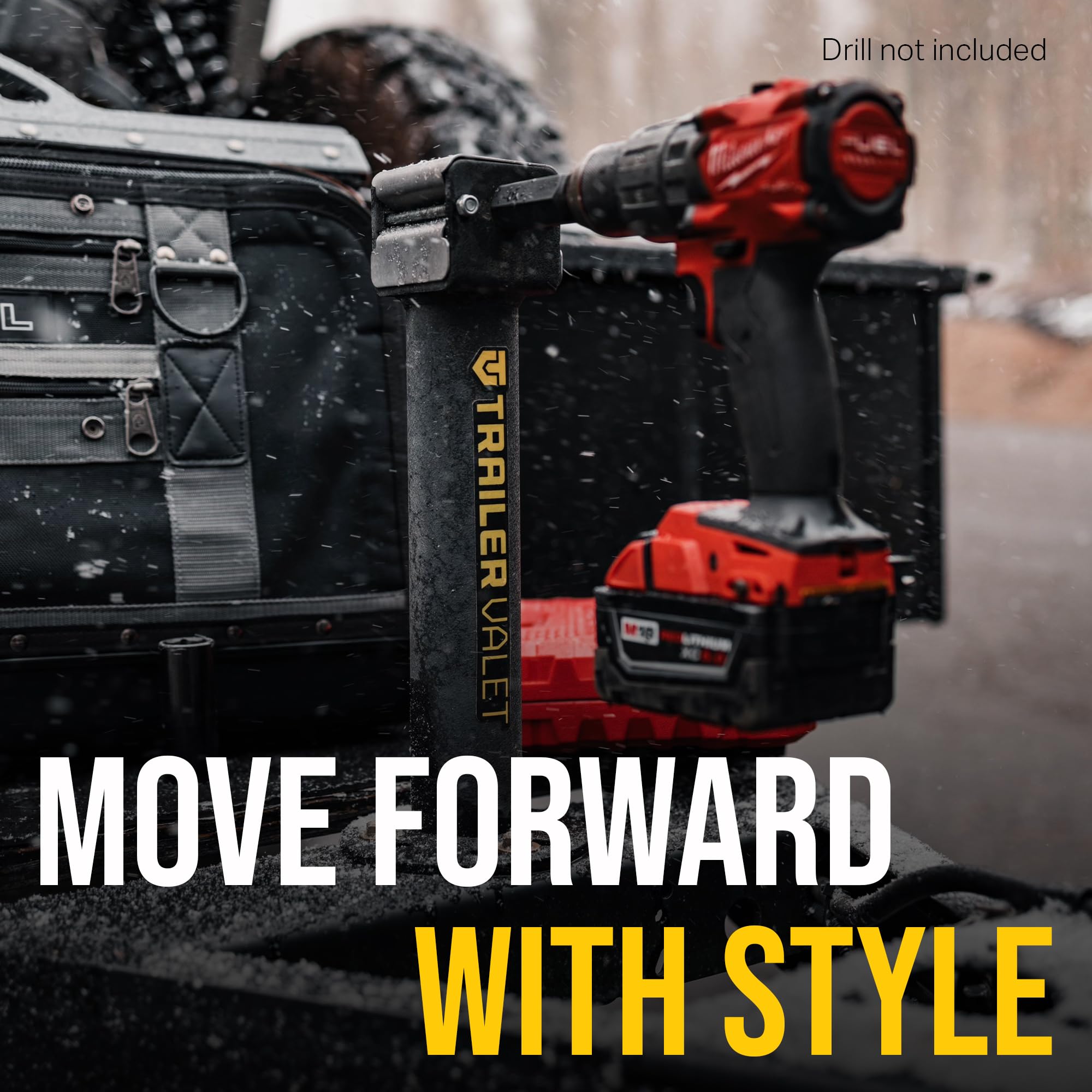 Trailer Valet TVJX5-C Drill Powered Trailer Jack with Adapter - Heavy Duty 5000lb Capacity Center Mount Trailer Jack - Perfect for RV, Boat & Utility Trailers