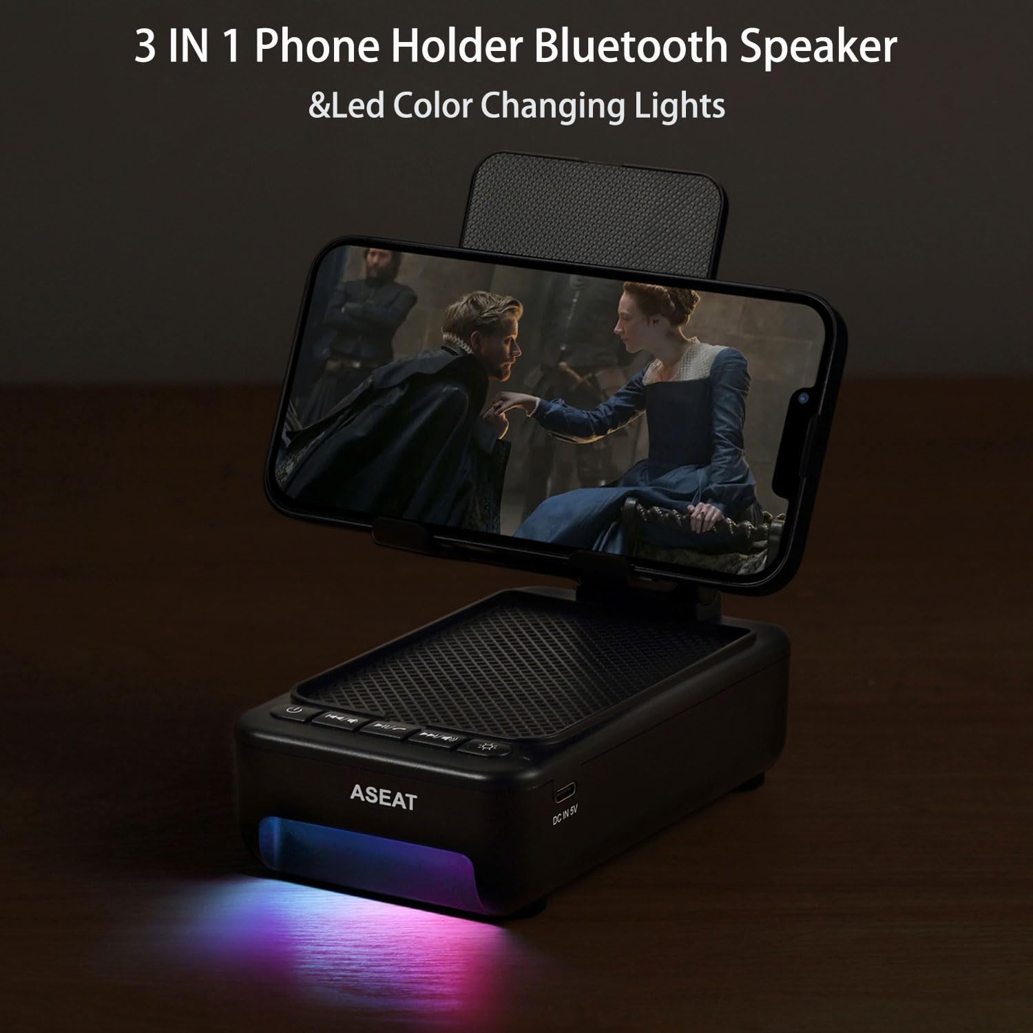 Wireless Bluetooth Speaker with LED Color Changing Lights & Phone Stand - Unique Birthday Gifts for Men, Women, Dad, Husband - Perfect for Home, Office, Travel & Party Use