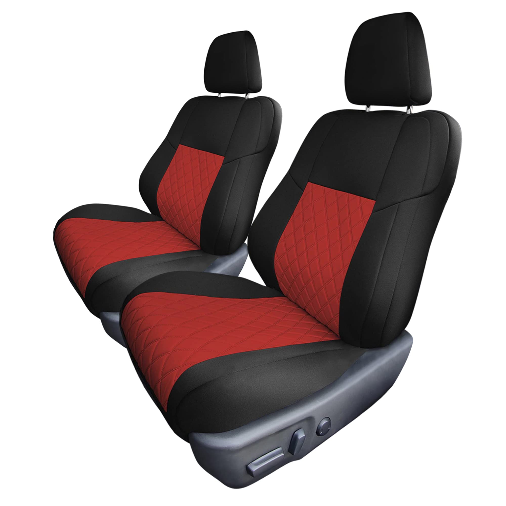 Premium Custom Fit Neoprene Seat Covers for Toyota Camry LE/SE/XSE/XLE (2012-2017) - Waterproof Front Seat Covers Set in Red & Black | Durable Interior Accessories for Car Protection & Style | Perfect for Daily Commute, Road Trips and Outdoor Adventures