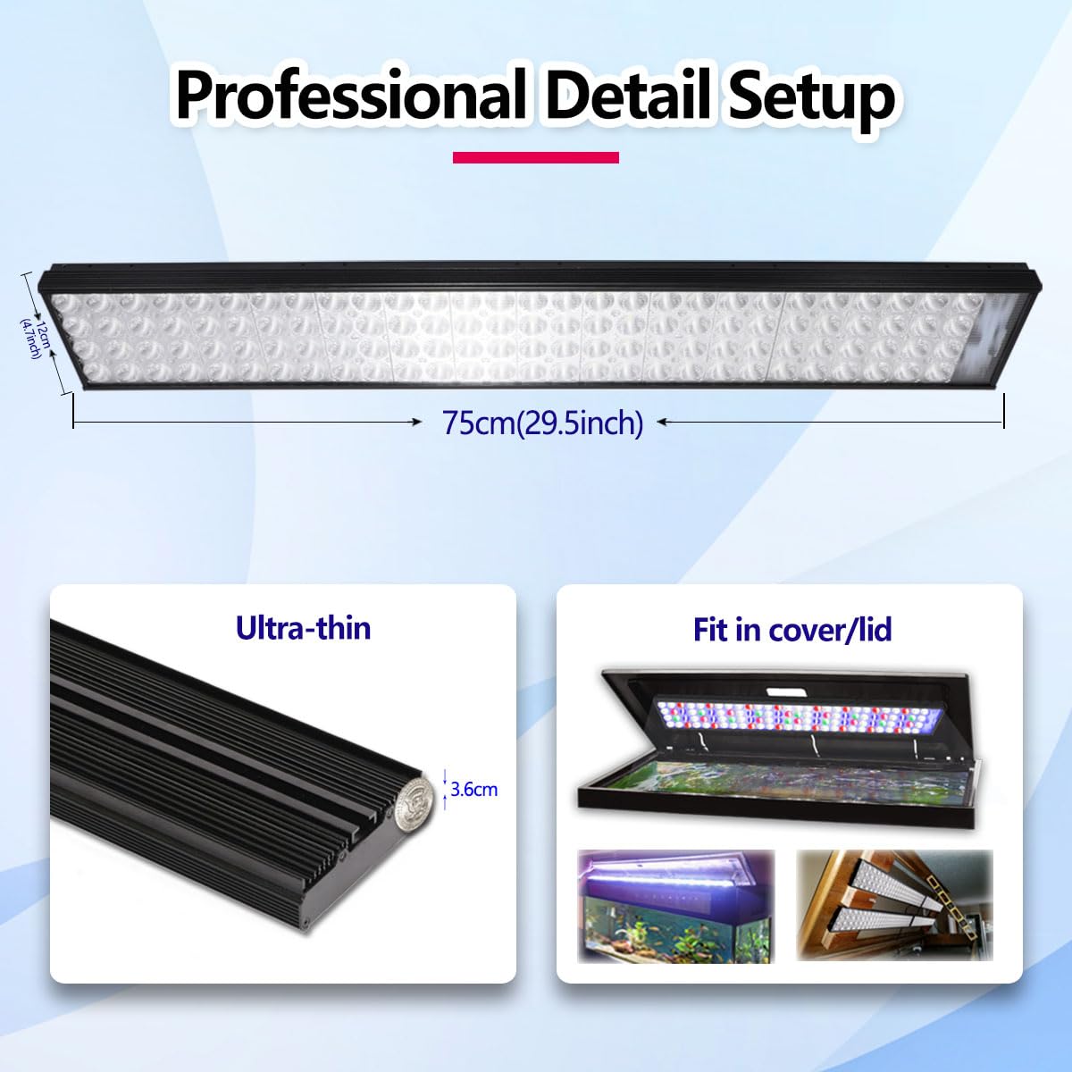 PopBloom Shannon75 Full Spectrum LED Aquarium Light for Freshwater Planted Tanks - 30-40 Inch Fish Tank Lighting with Remote Control | Ideal for Aquatic Plants, Coral Growth & Aquascaping