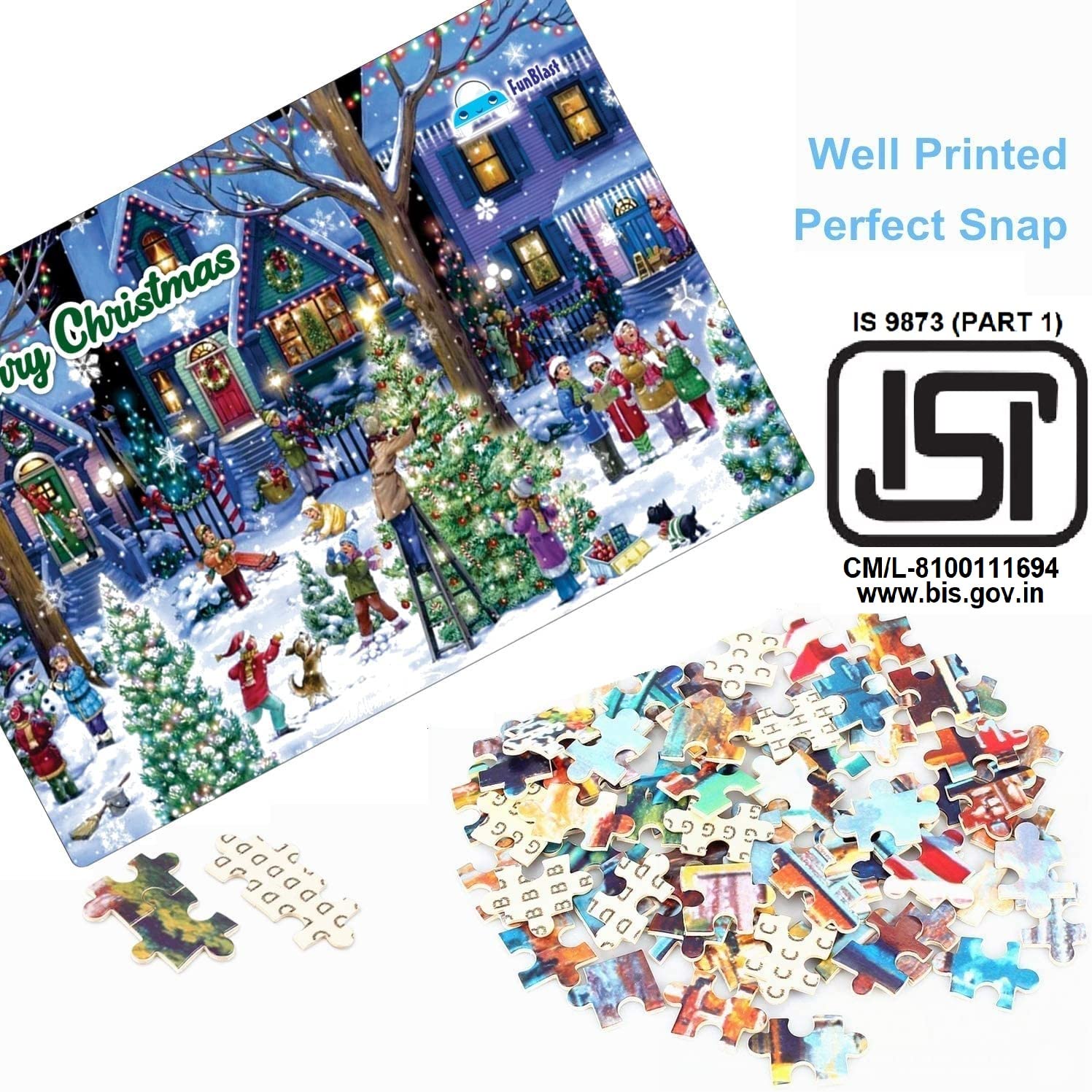 FunBlast Christmas Jigsaw Puzzle for Kids Ages 5+ | 30X22 cm Educational Toy | Holiday Family Game & Gift Idea for Boys Girls | Perfect for Christmas Parties, Indoor Activities & Brain Development