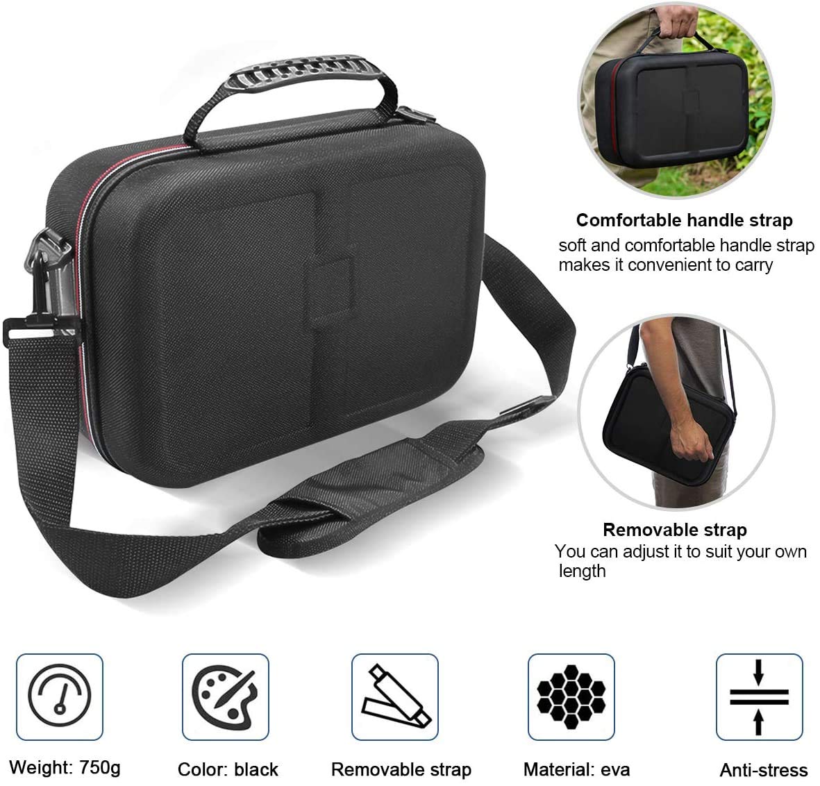 Premium Hard Shell Carrying Case for Nintendo Switch Console & Joy-Con Controllers - Shockproof Protective Cover with Soft Lining & Adjustable Shoulder Strap (Black) - Perfect for Travel, Gaming On-The-Go & Accessories Storage