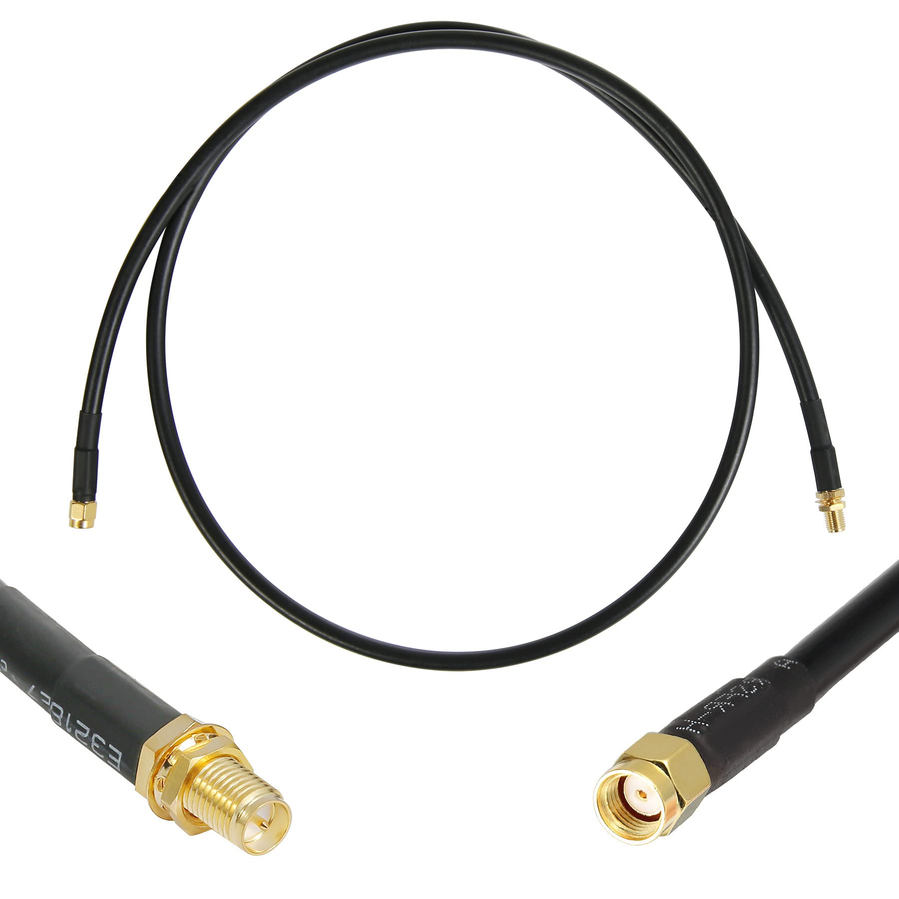 WIZACE 3ft RP-SMA Male to RP-SMA Female S-MR240 50 Ohm Coaxial Extension Cable - Pure Copper Low Loss Jumper for WiFi Router, Wireless Network Card, Security IP Camera, Hotspot Miner & Antenna - Perfect for Home/Office Network Setup & Signal Boosting
