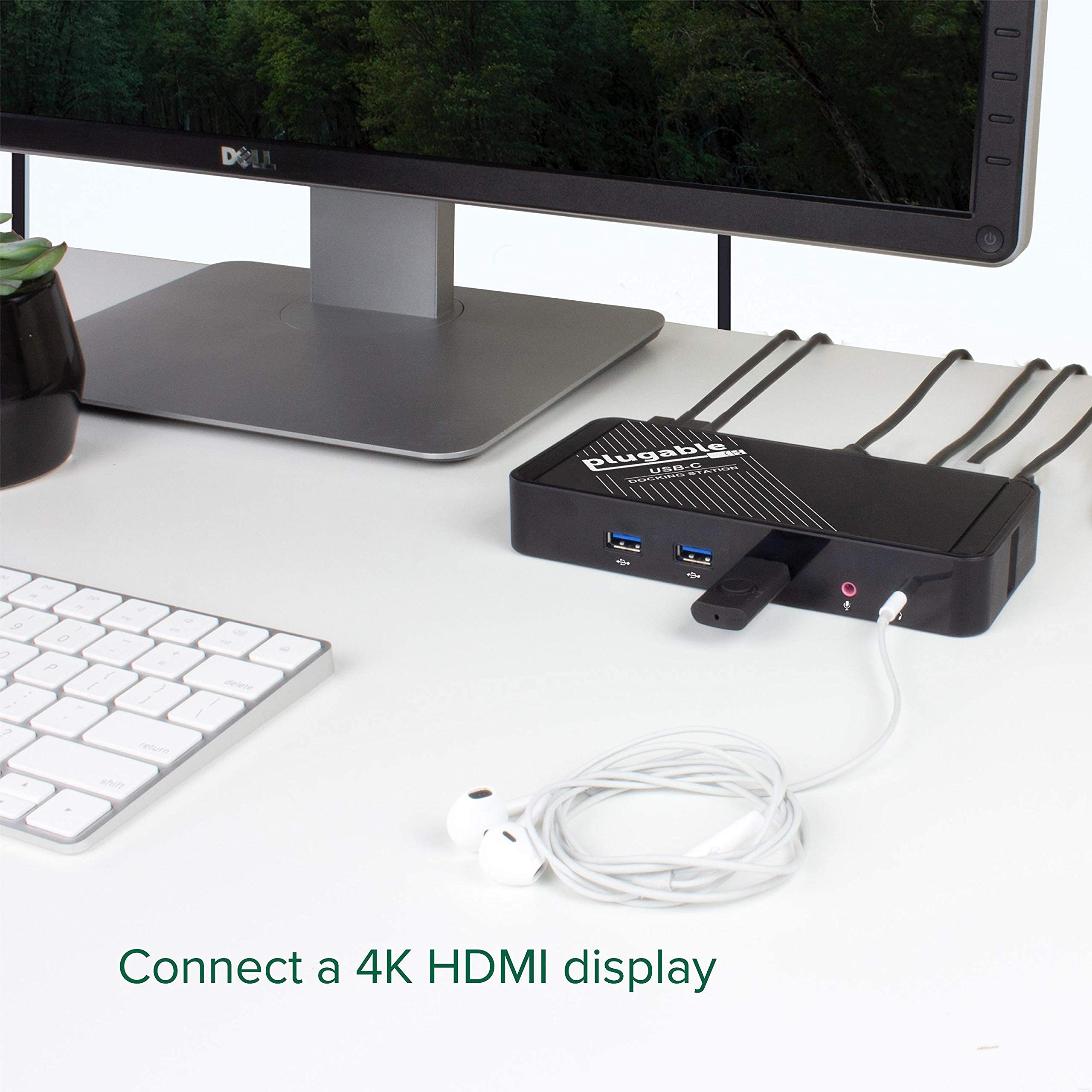 Plugable USB-C Docking Station with 60W PD Charging | USB 3.0 to HDMI 4K UHD Video Adapter | Thunderbolt 3 & USB-C Compatible for Windows Laptops | Perfect for Home Office & Remote Work Setup