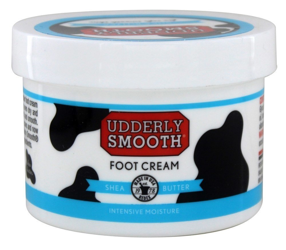 UDDERLY SMOOTH Foot Cream with Shea Butter - Moisturizing & Lightly Scented 8oz Jar - Perfect for Dry Cracked Feet, Heel Repair & Overnight Foot Care