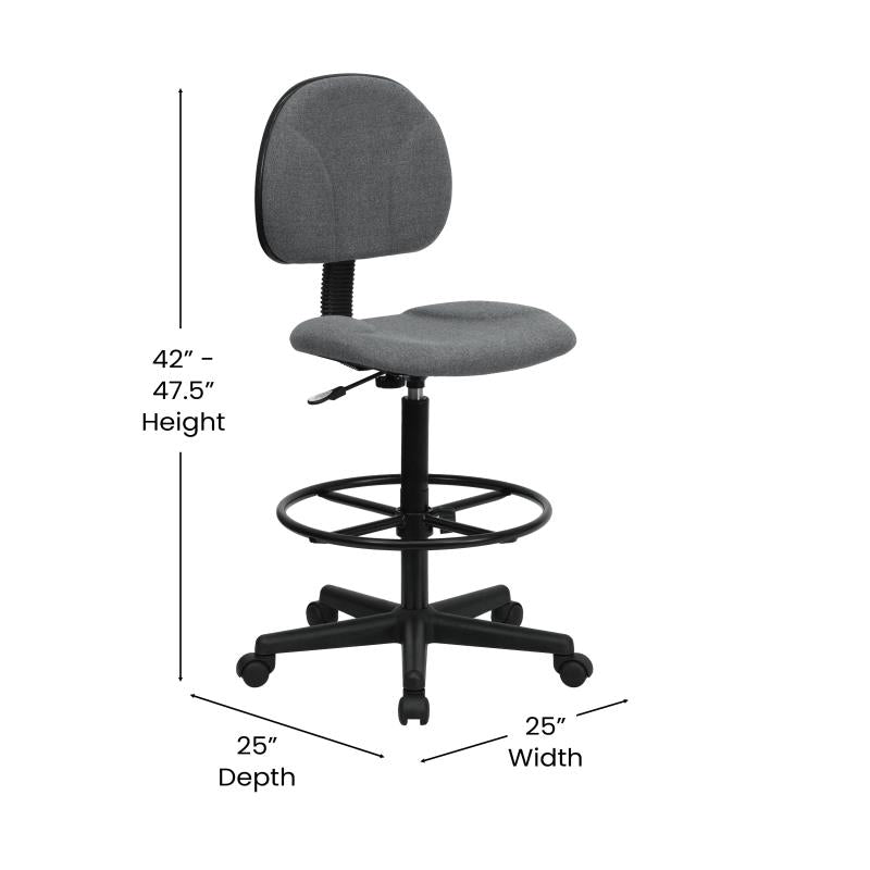 FLASH Patterned Fabric Drafting Chair BT 659 - Adjustable Height Office Chair for Artists, Architects & Designers - Ergonomic Stool for Drafting Table, Studio & Workspace