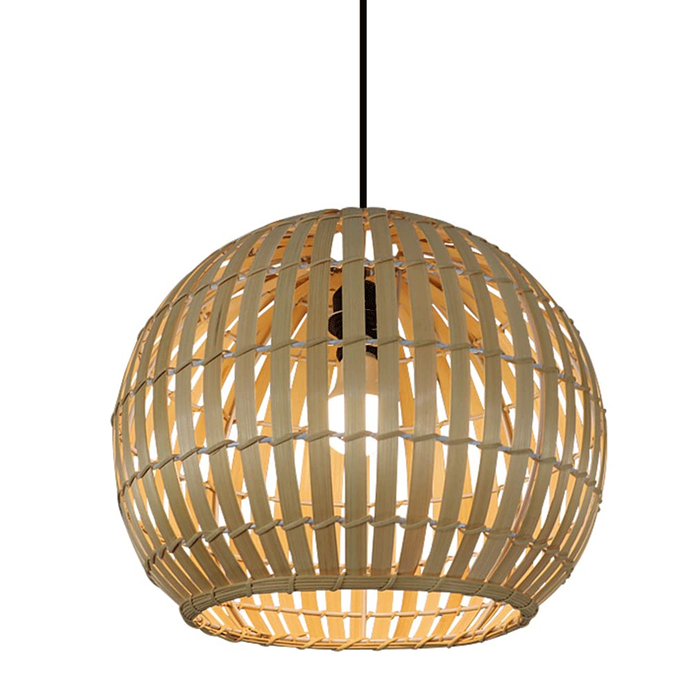 ZAKATA Bamboo Pendant Light - Handwoven Rattan Basket Lantern, Chinese Farmhouse Style Hanging Lamp for Living Room, Dining Room, Hotel & Restaurant Decor | Perfect for Boho, Rustic & Asian-Inspired Interior Design