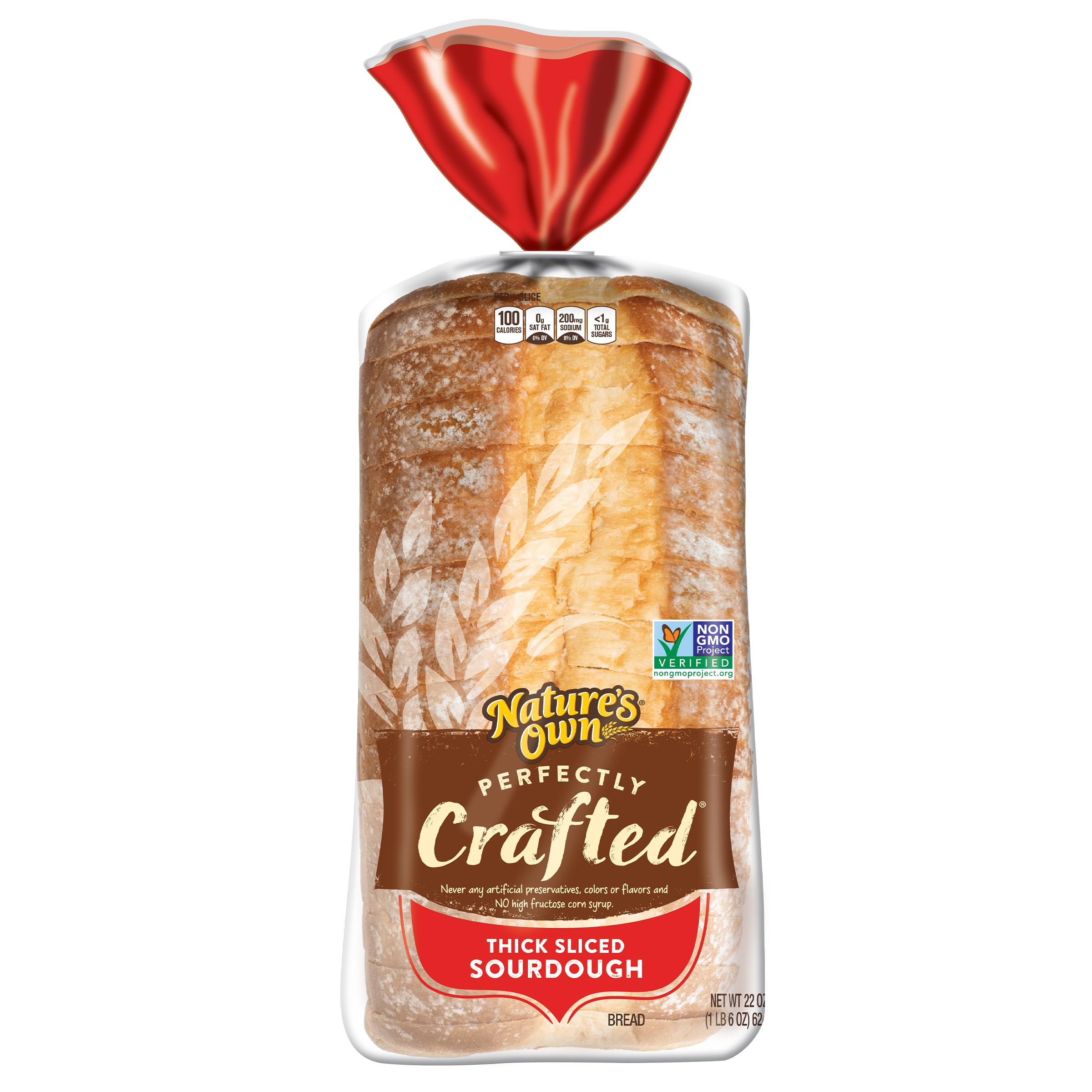 Nature's Own Perfectly Crafted Sourdough Bread - Thick Sliced Non-GMO Artisan Loaf (22 oz) - Ideal for Sandwiches, Toast & Family Breakfast
