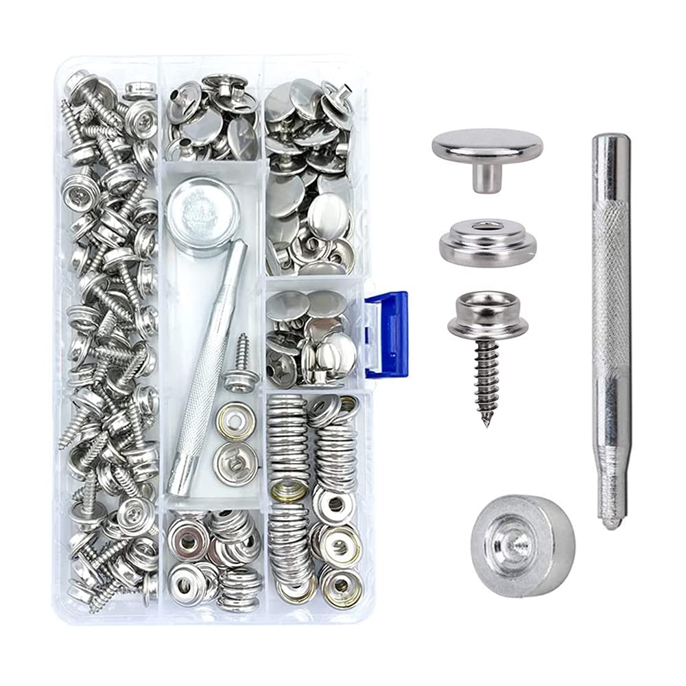 152Pcs Heavy Duty Stainless Steel Marine Snap Fasteners Kit with Setting Tool - 3/8