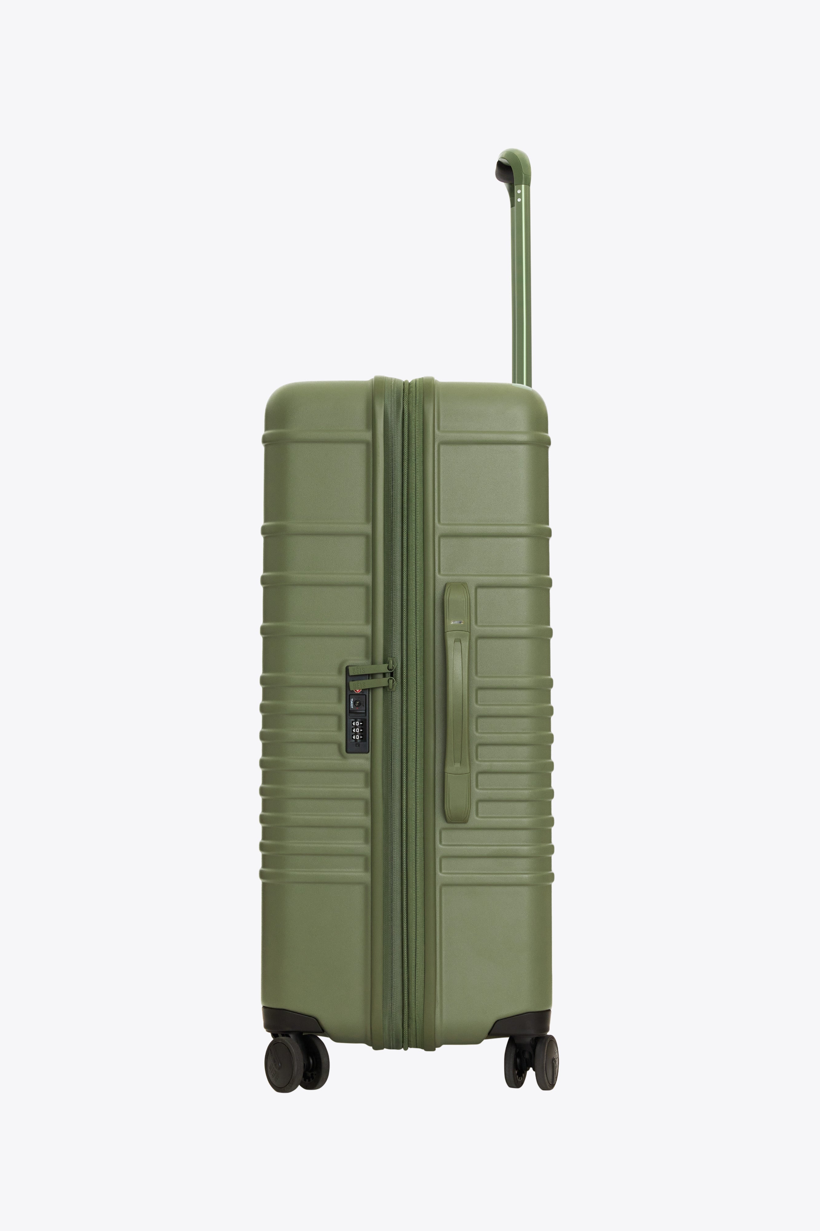 Large Olive Check-In Roller Luggage - Spacious & Durable Suitcase for Travel, Business Trips & Vacations