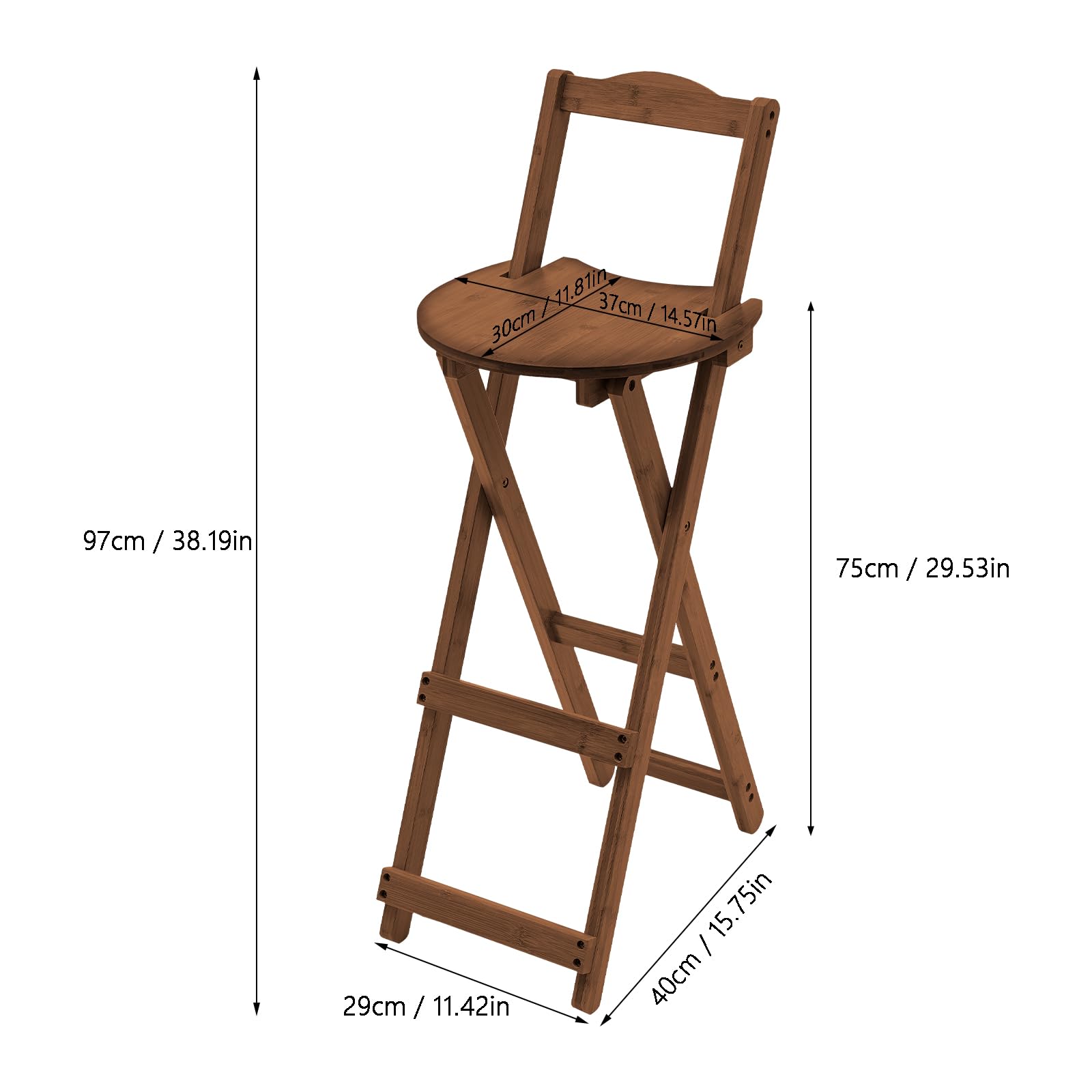 Foldable Bamboo Bar Stools with Backrest - Portable Tall Stools for Kitchen Island, Breakfast Bar, Outdoor Camping & Patio - Space-Saving Home & Garden Furniture