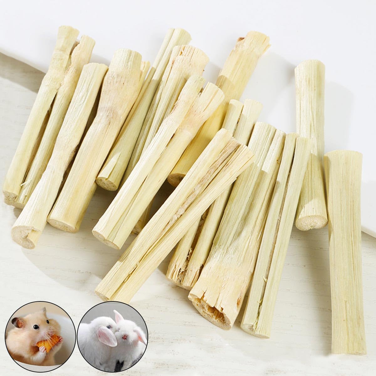 250g Natural Sweet Bamboo Chew Sticks for Rabbits, Guinea Pigs, Chinchillas, Hamsters - Healthy Small Pet Teeth Grinding Toy & Snack - Perfect for Cage Enrichment and Dental Care