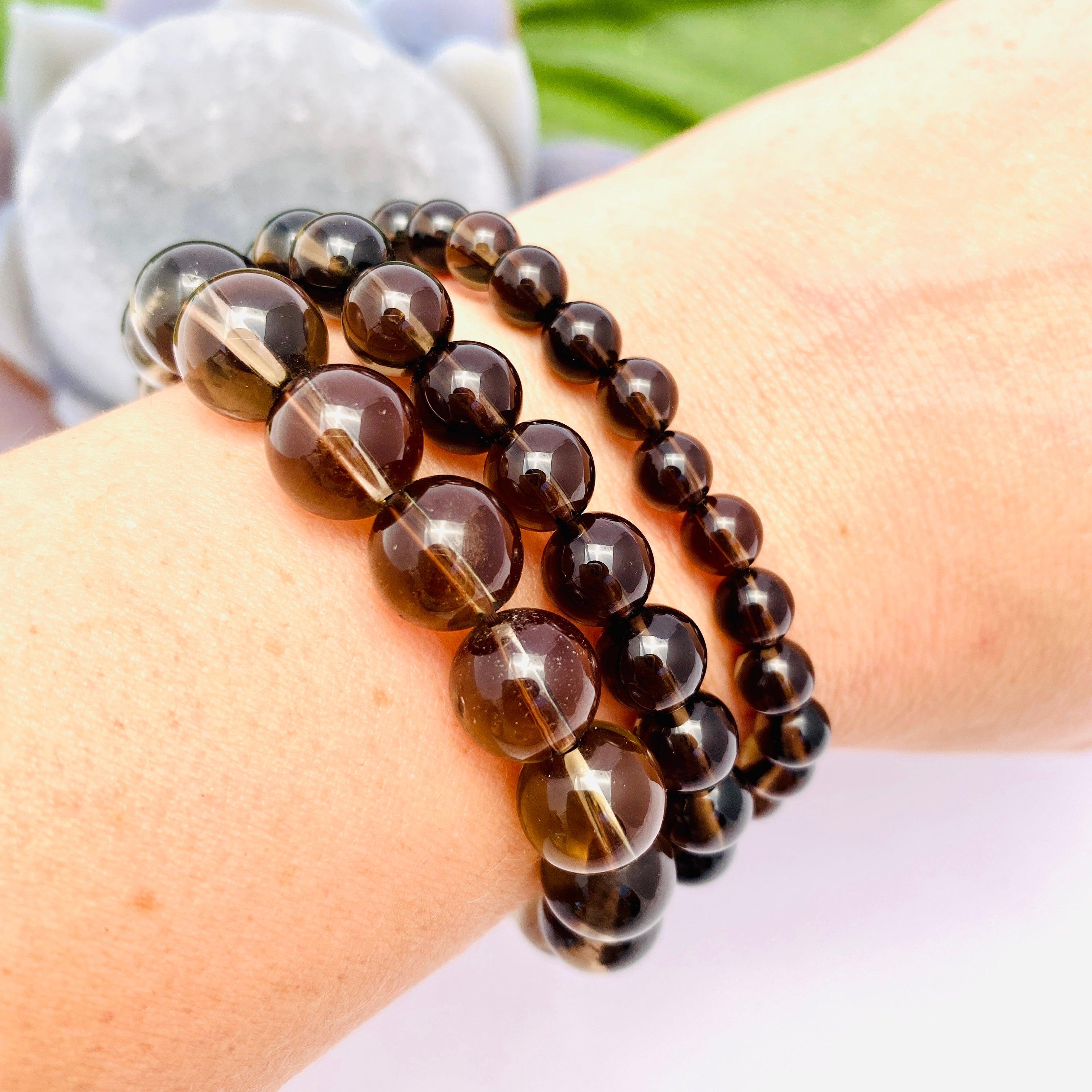 Natural Smokey Quartz Beaded Bracelet for Women - Healing Crystal Jewelry for Meditation, Yoga & Positive Energy