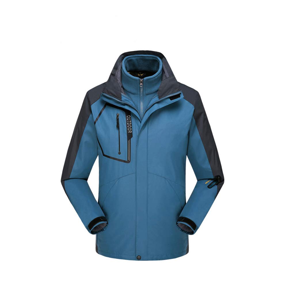 CETLFM Men's 3-in-1 Waterproof Breathable Winter Jacket for Fishing, Skiing & Mountaineering | Outdoor Cold Weather Parka with Detachable Inner Layer | Blue 3XL | Ideal for Hiking, Camping & Snow Sports