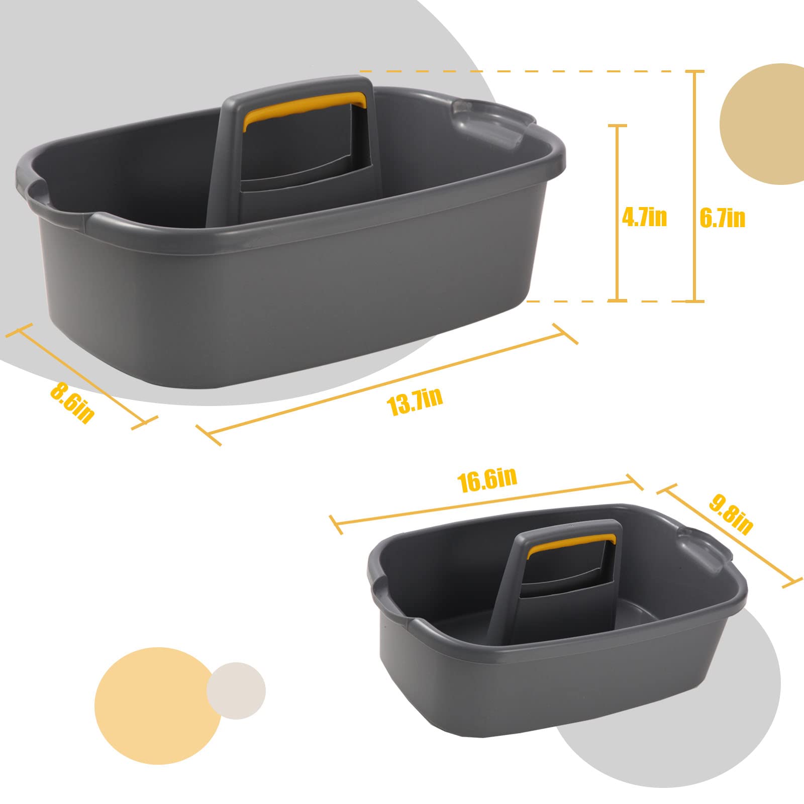 Plastic Cleaning Caddy Organizer with Handle - Portable Tool Storage for College Dorm, Kitchen, Garden & Under Sink - Gray Cleaning Supply Carrier (Perfect for Home Organization & Cleaning Professionals)