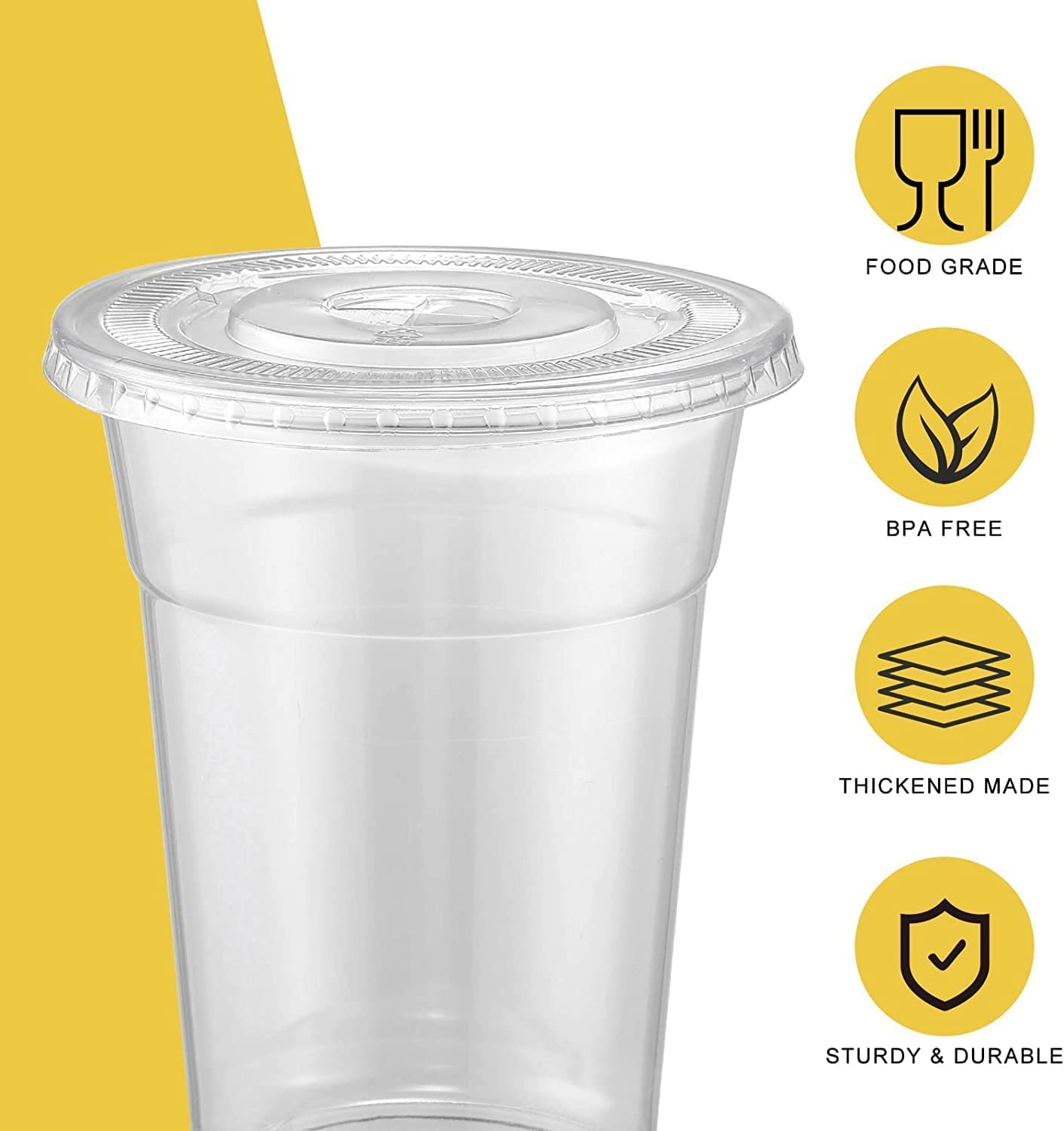 VITEVER 100-Pack 12oz Clear Plastic Cups with Lids and Straws - Disposable Drinkware for Iced Coffee, Smoothies, Milkshakes & Cold Beverages - Perfect for Parties, Picnics, BBQs & Takeout Drinks