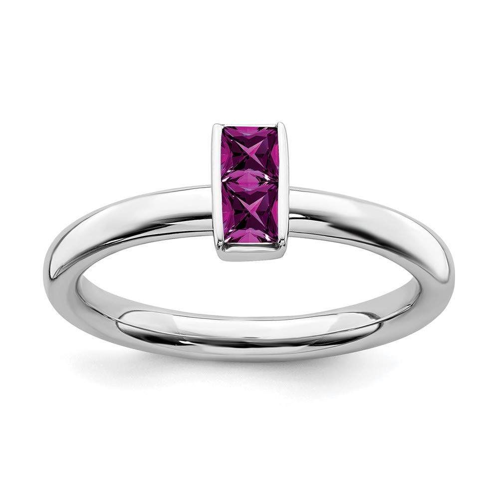 Black Sterling Silver Rhodolite Garnet Stackable Ring for Women